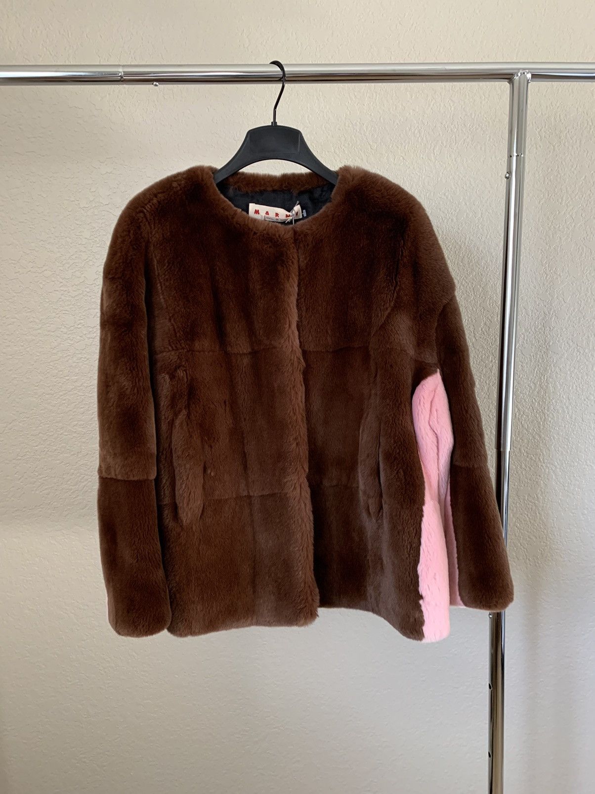 image of Marni Final $8200 Lapin Rex Rabbit Fur Jacket in Brown, Women's (Size Small)