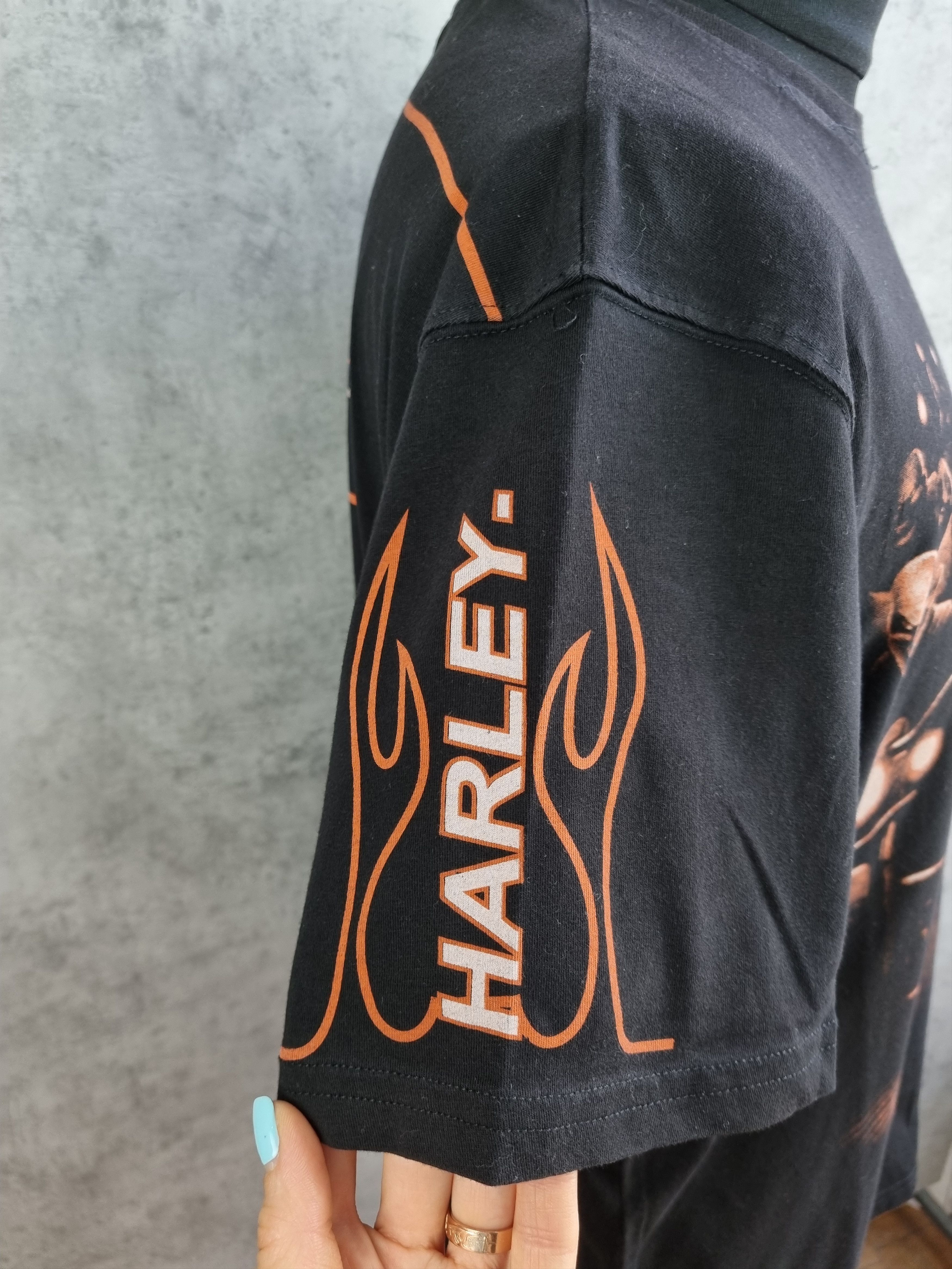 Harley Davidson × Vintage Harley Davidson Fire Print Vintage Tee Shirt Size US XXL / EU 58 / 5 - 6 Thumbnail
