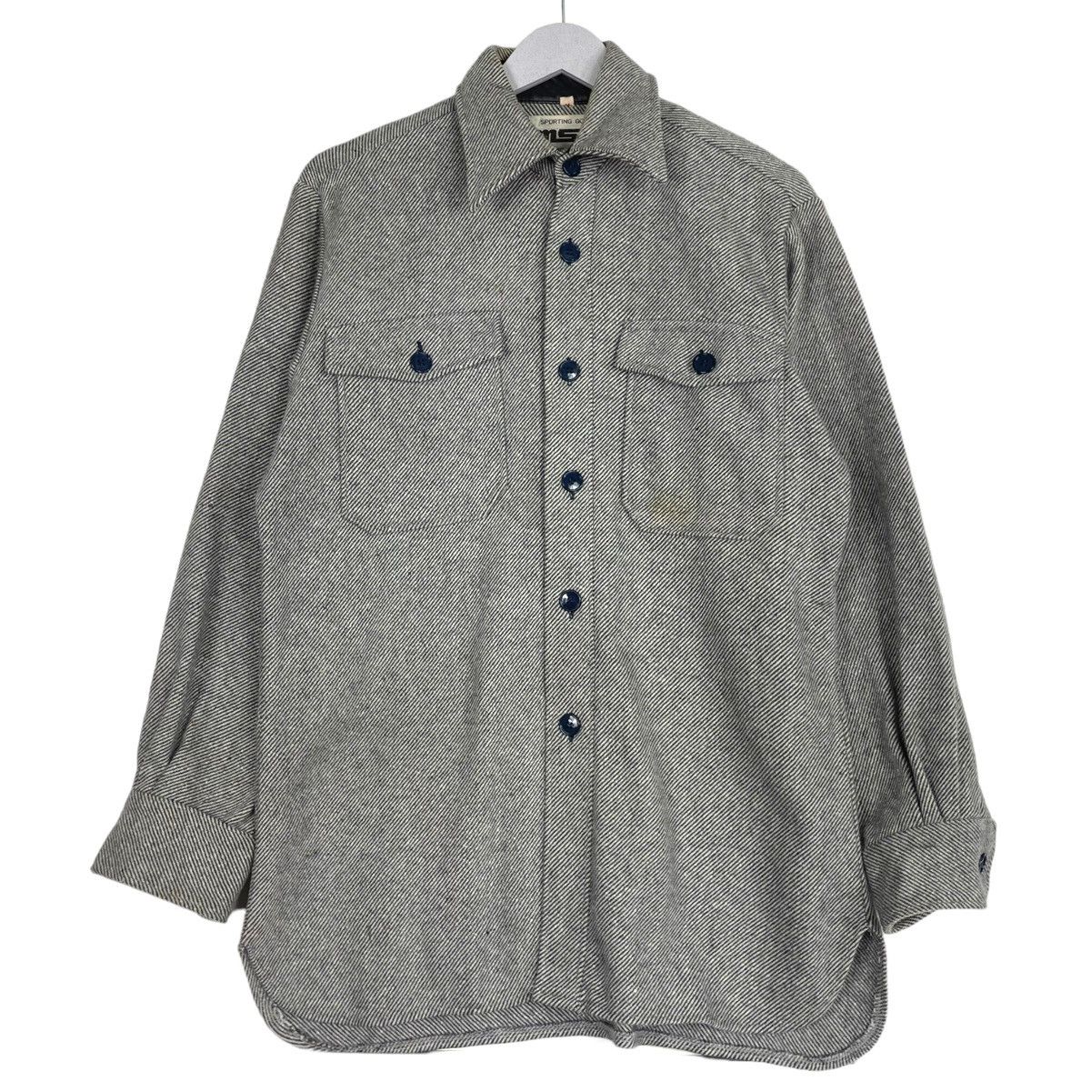 Issey Miyake × Japanese Brand × Vintage 💥80s MSF SPORTING GOOD BUTTON WOOL WORKER SHIRT Size US L / EU 52-54 / 3 - 1 Thumbnail