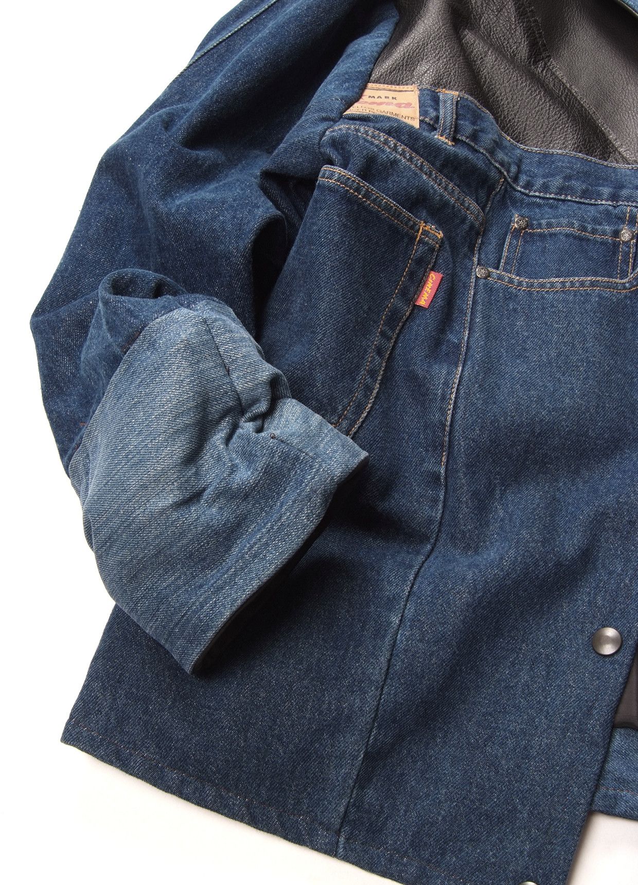 Handmade × Japanese Brand × The Recycled Planet Heavyweight Reworked Jacket Denim + Leather Size US S / EU 44-46 / 1 - 5 Thumbnail