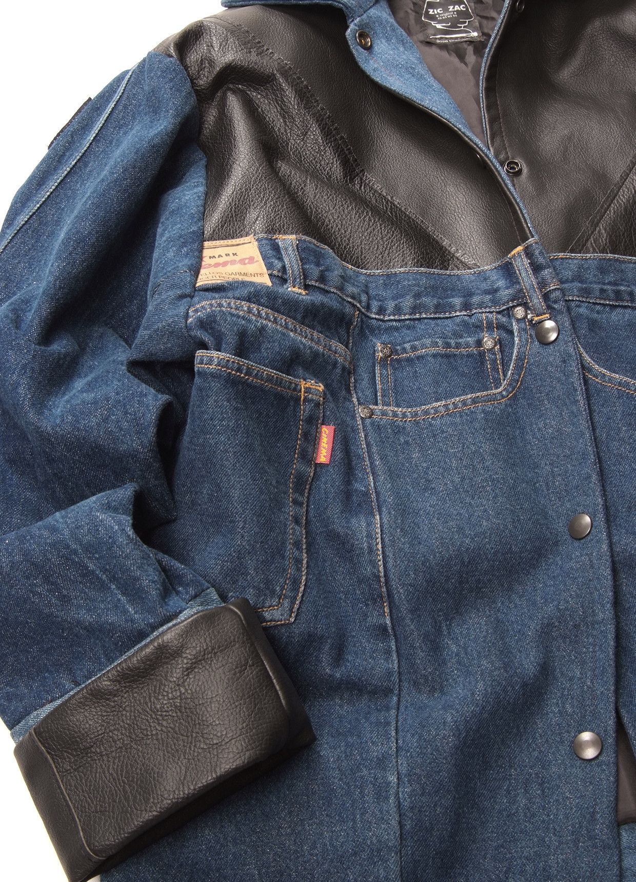 Handmade × Japanese Brand × The Recycled Planet Heavyweight Reworked Jacket Denim + Leather Size US S / EU 44-46 / 1 - 4 Thumbnail