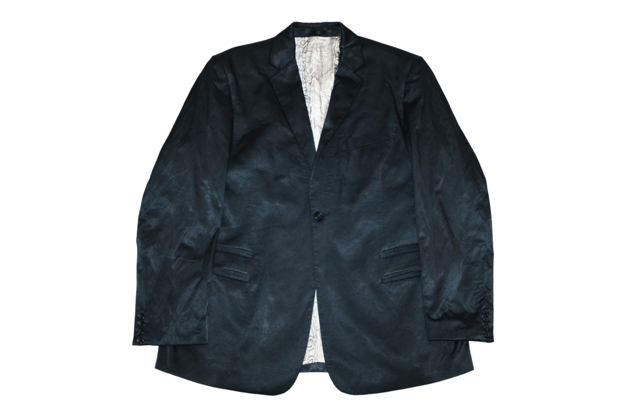 Just Cavalli Cavalli Satin Cotton-Blend Animal Print Lined Tuxedo Jacket Size US XL / EU 56 / 4 - 3 Thumbnail