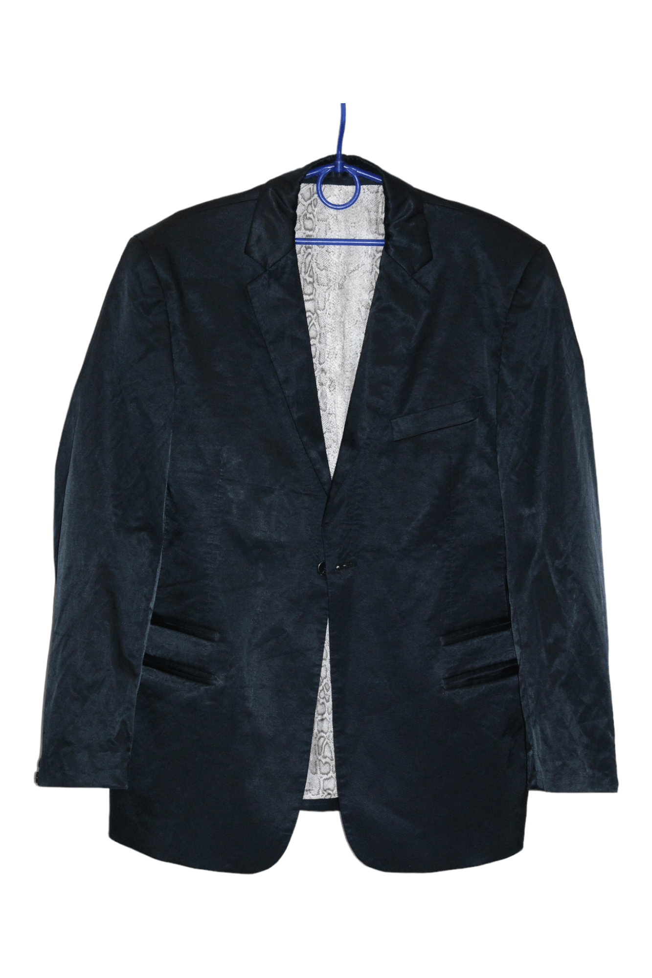 Just Cavalli Cavalli Satin Cotton-Blend Animal Print Lined Tuxedo Jacket Size US XL / EU 56 / 4 - 14 Thumbnail