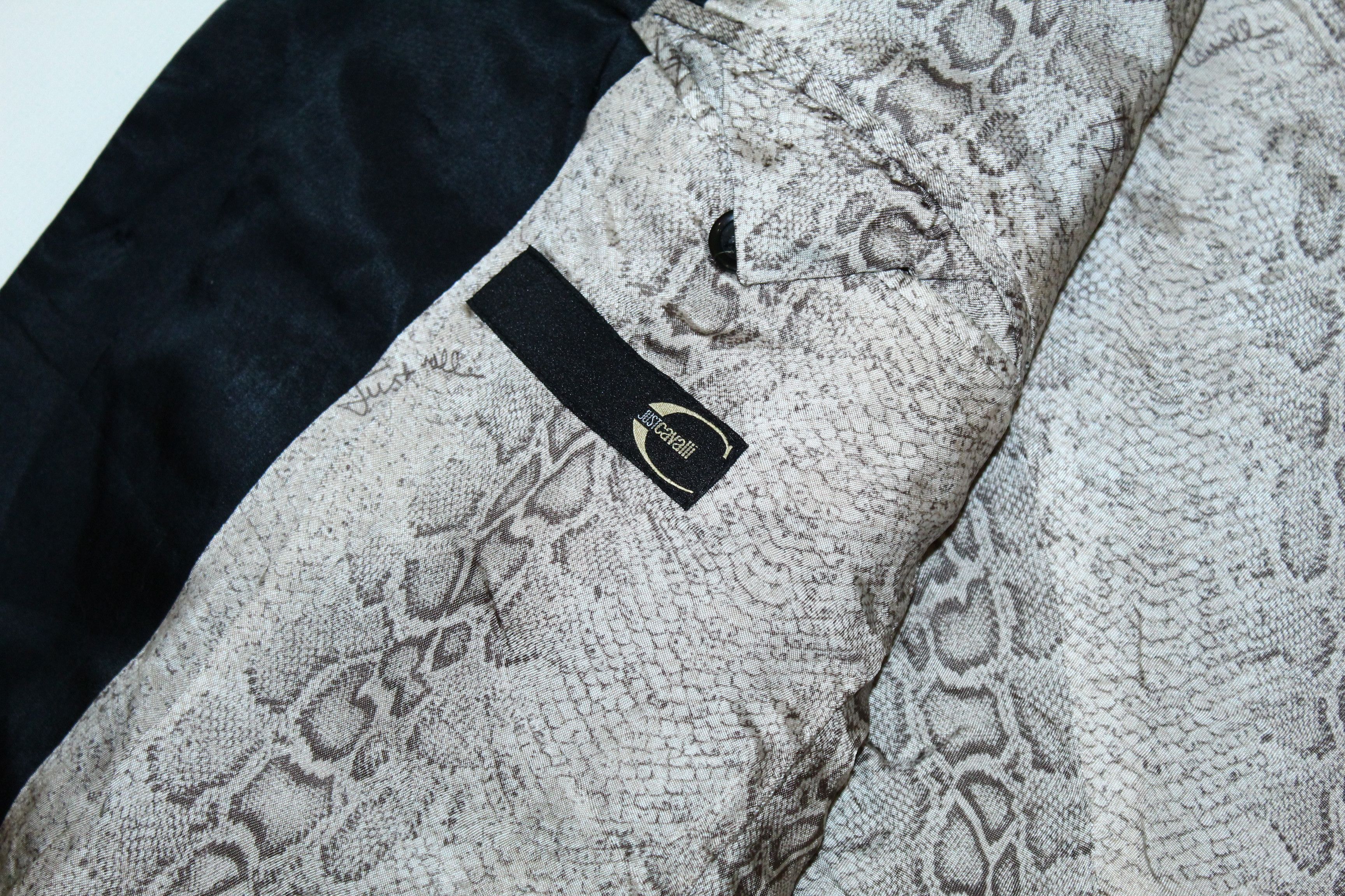 Just Cavalli Cavalli Satin Cotton-Blend Animal Print Lined Tuxedo Jacket Size US XL / EU 56 / 4 - 7 Thumbnail