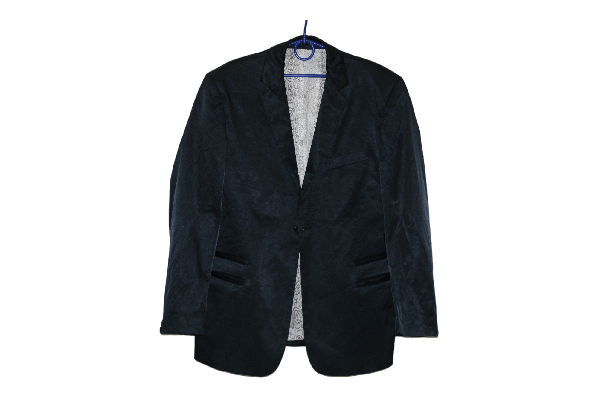Just Cavalli Cavalli Satin Cotton-Blend Animal Print Lined Tuxedo Jacket Size US XL / EU 56 / 4 - 1 Thumbnail