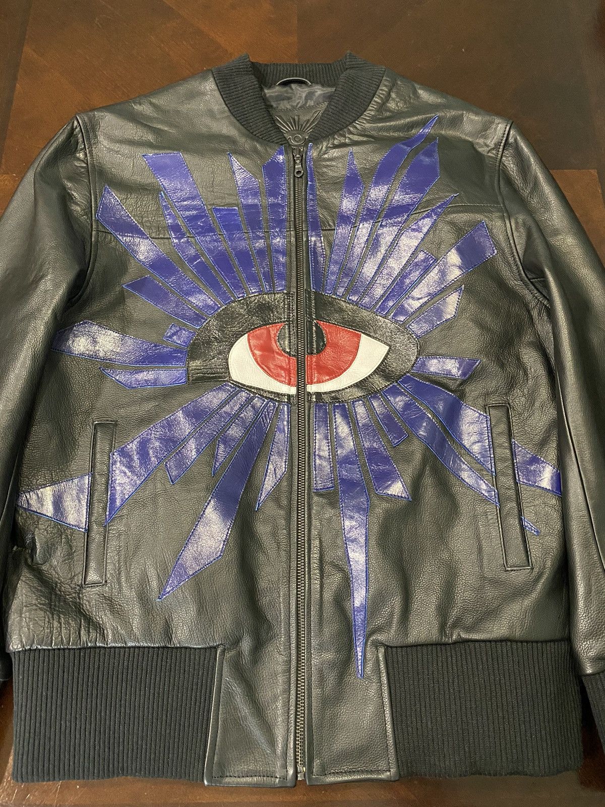 image of House Of Errors All-Seeing Leather Bomber in Black, Men's (Size Large)