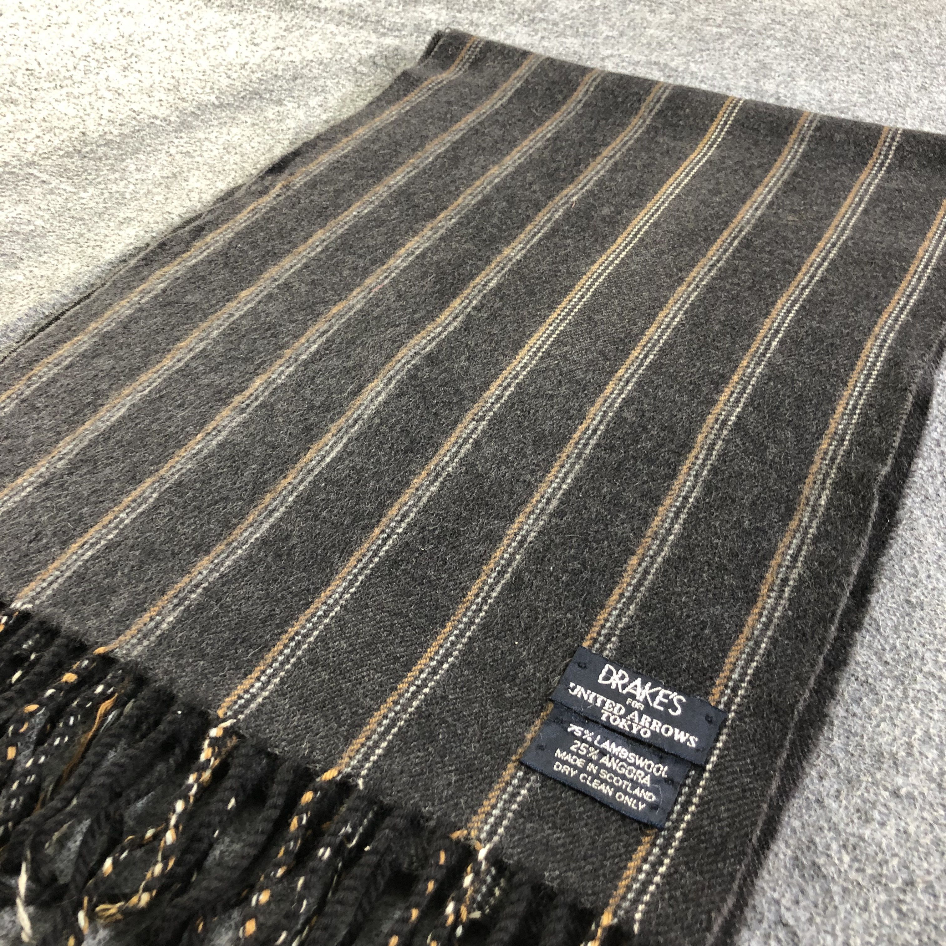 Drake's Drake's X United Arrow Striped Wool Scarf Muffler V1905 Size ONE SIZE - 4 Thumbnail