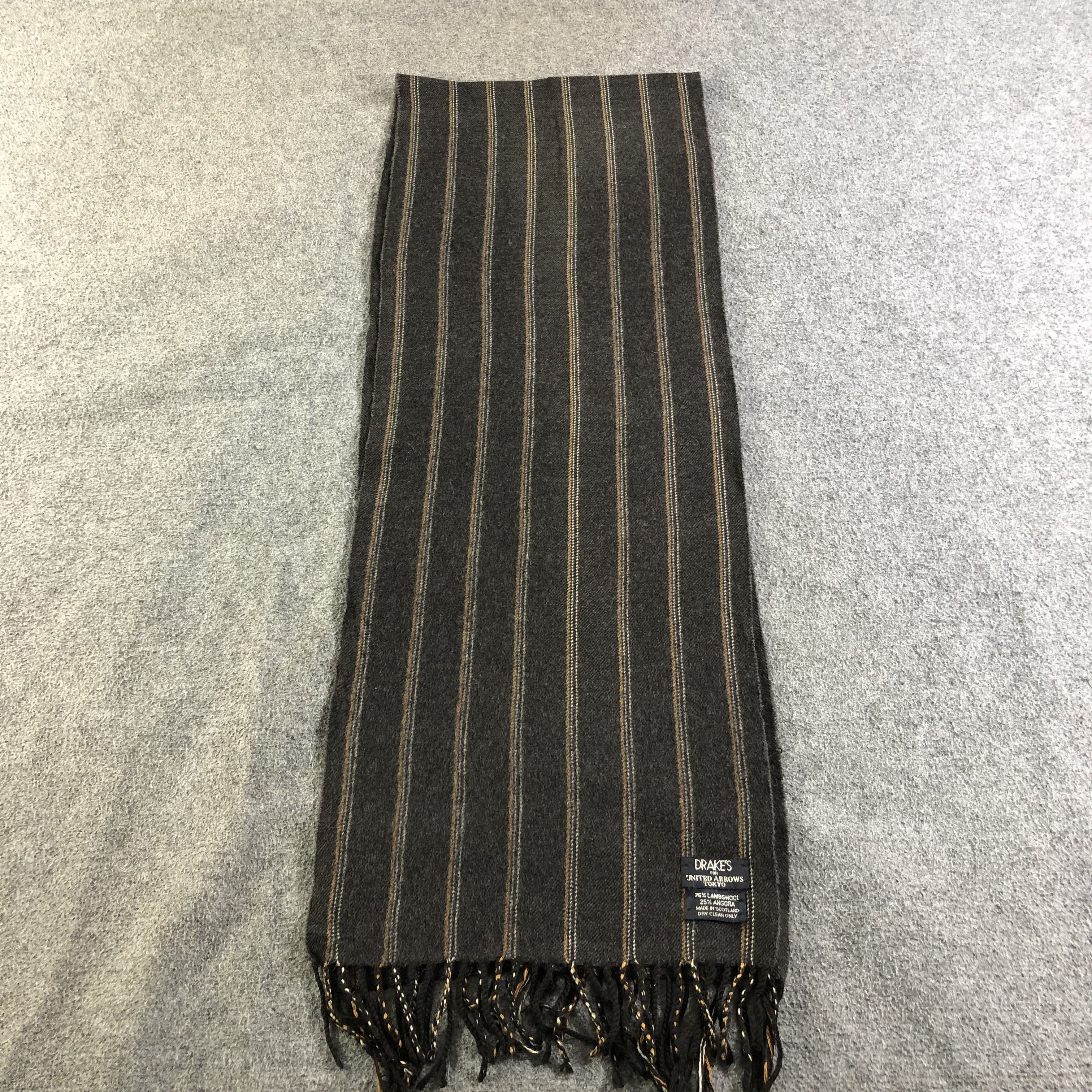 image of Drakes x United Arrows Drake's X United Arrow Striped Wool Scarf Muffler V1905, Men's