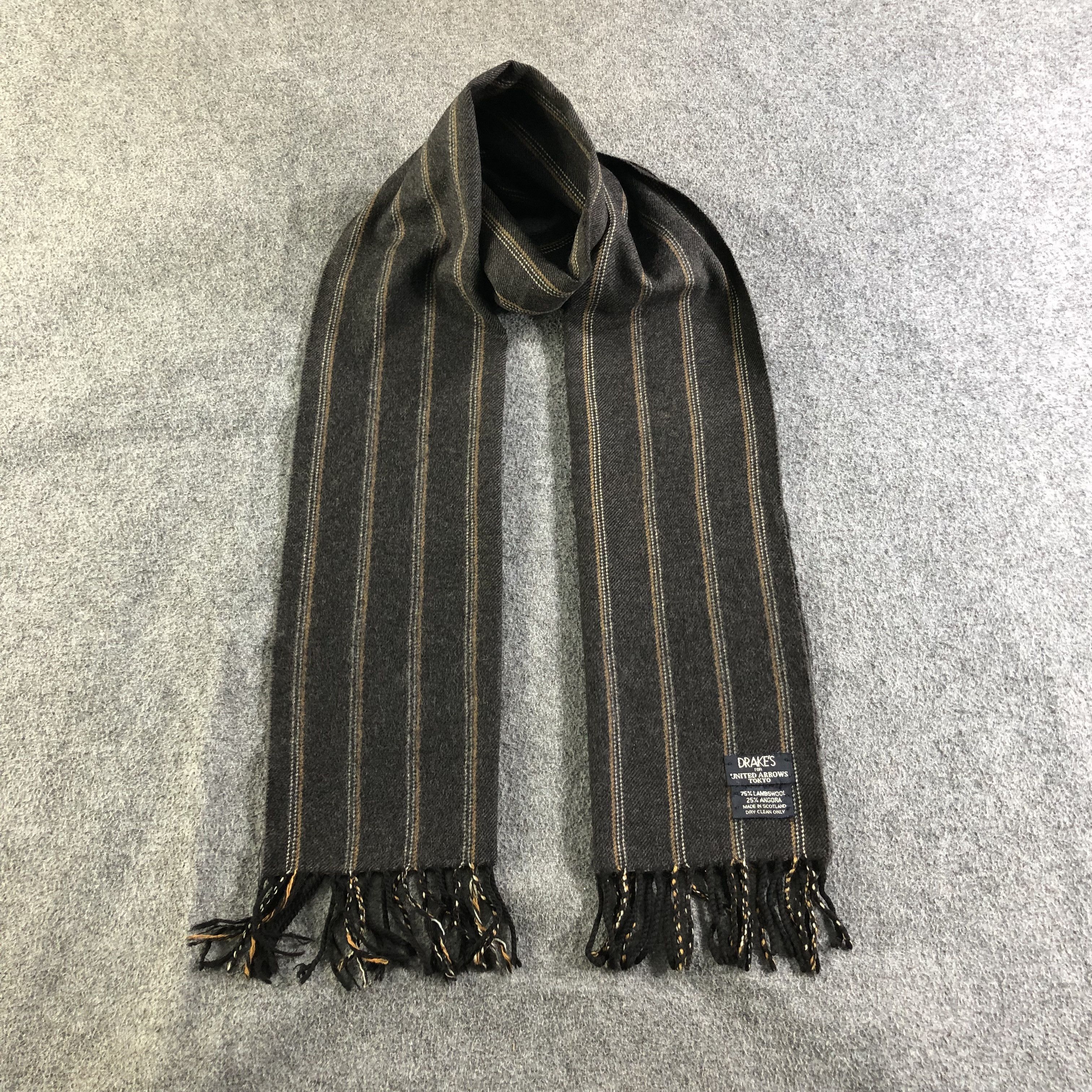 Drake's Drake's X United Arrow Striped Wool Scarf Muffler V1905 Size ONE SIZE - 2 Thumbnail