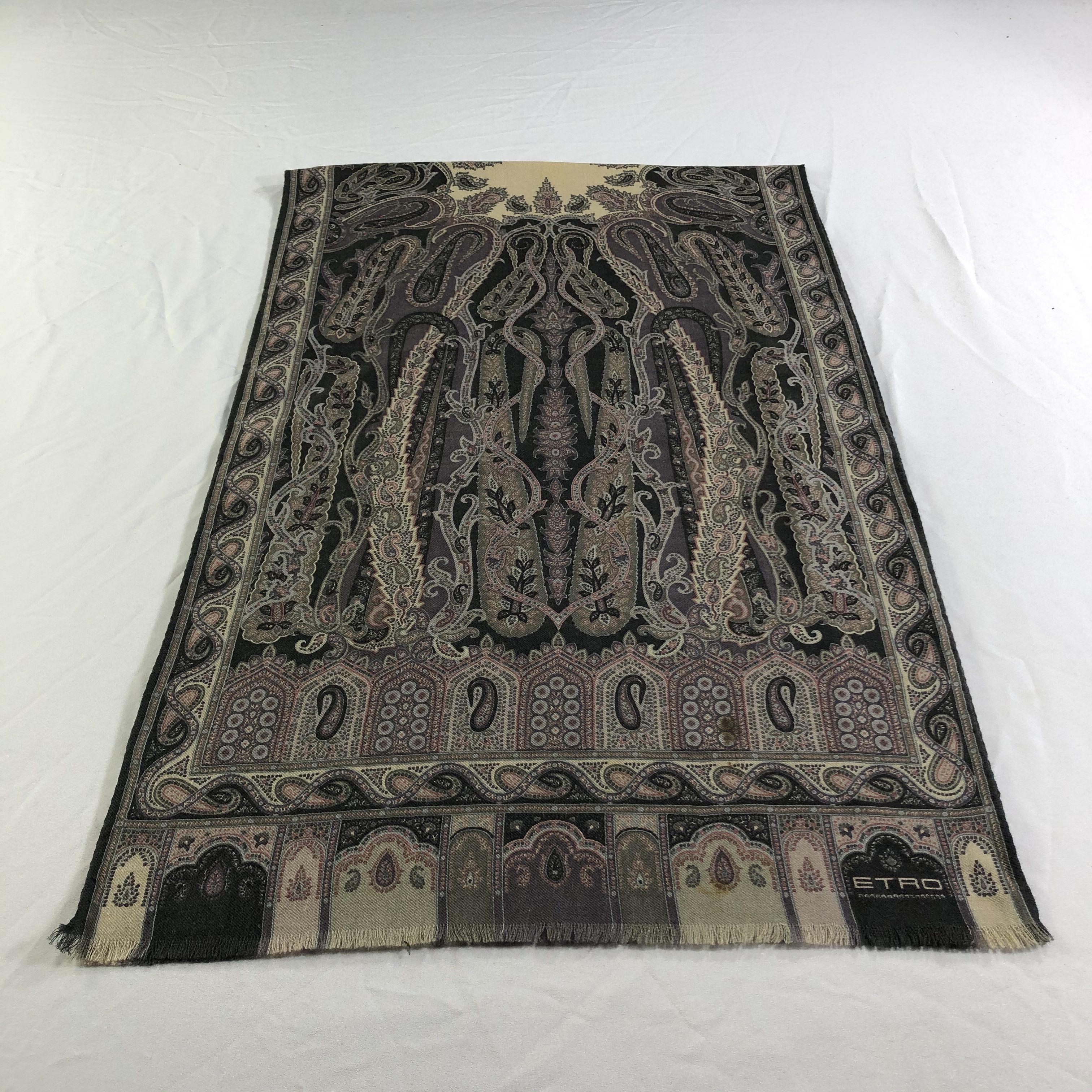 Etro Paisley Silk/Wool Stole Scarf Muffler Neckwear V2455