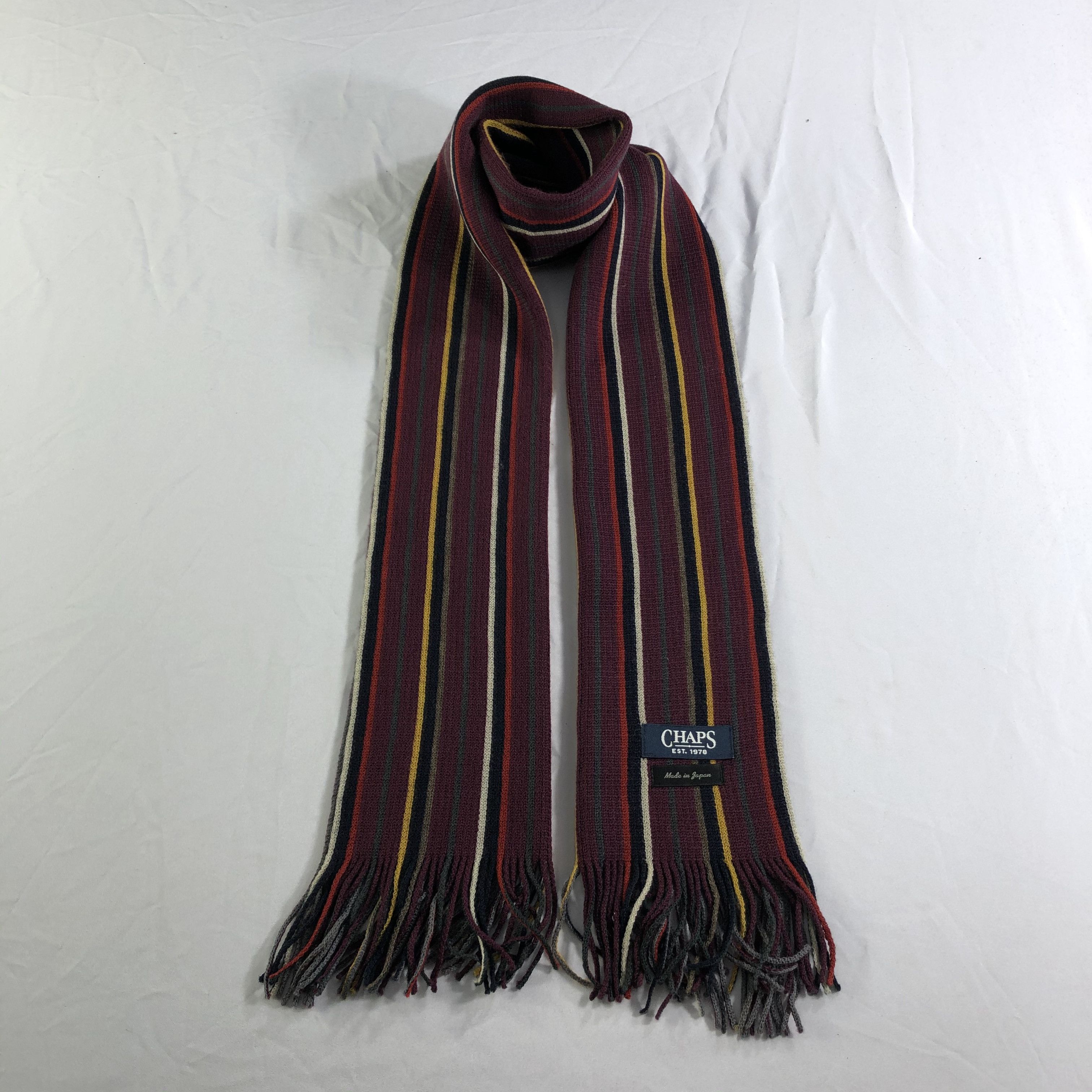 Chaps Chaps Striped Knit Wool Scarf Muffler Neckwear V2458 Size ONE SIZE - 1 Thumbnail