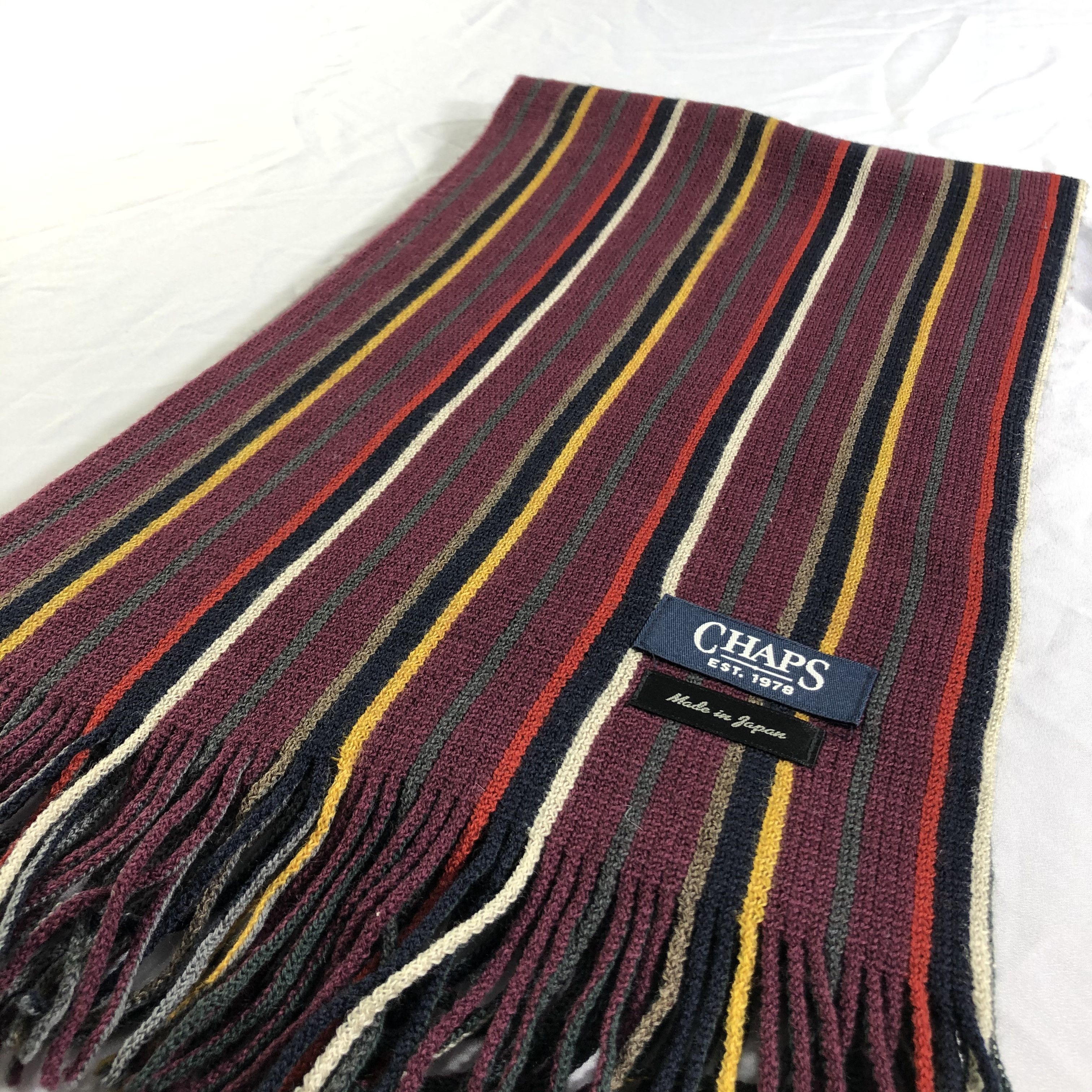 Chaps Chaps Striped Knit Wool Scarf Muffler Neckwear V2458 Size ONE SIZE - 3 Thumbnail