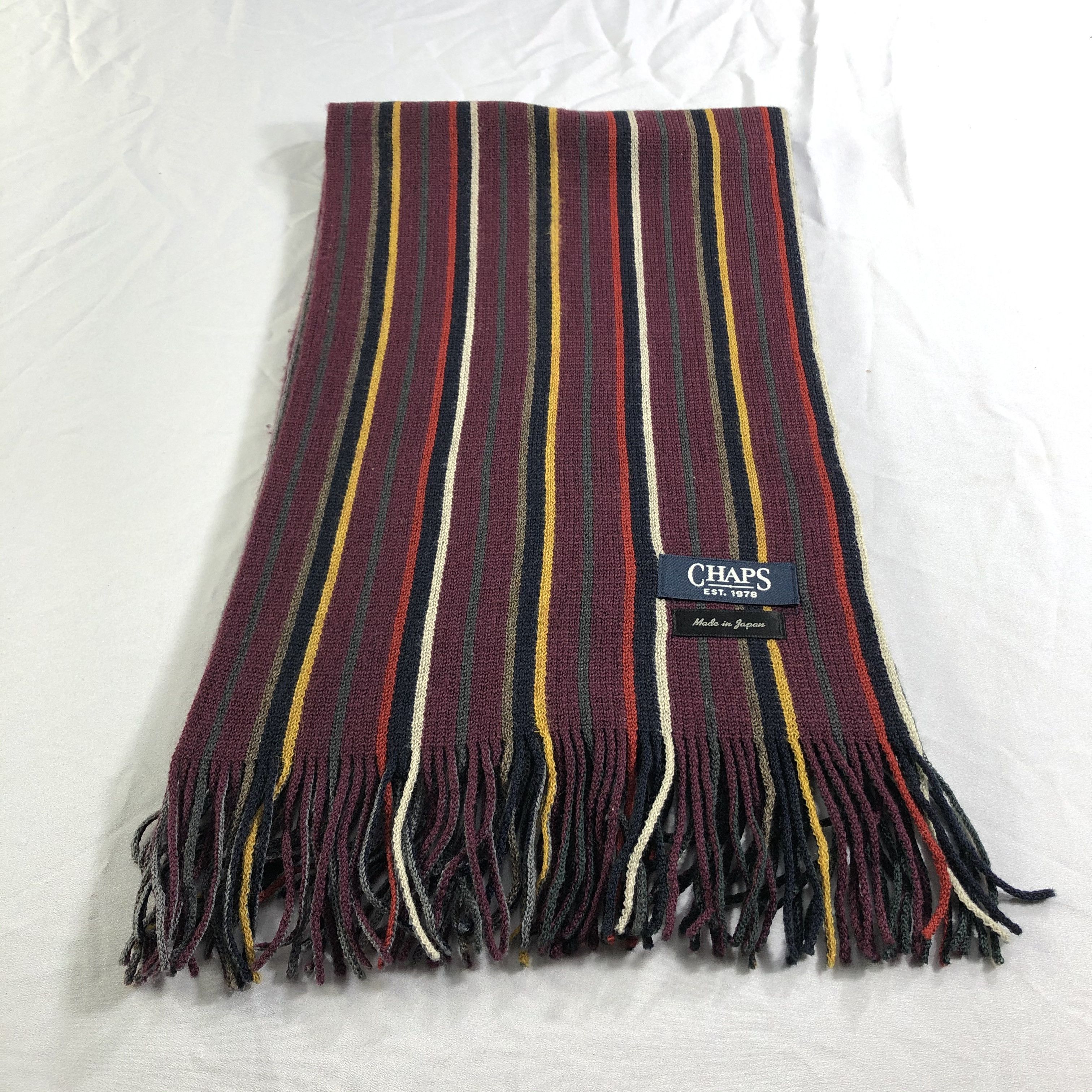 Chaps Chaps Striped Knit Wool Scarf Muffler Neckwear V2458 Size ONE SIZE - 2 Thumbnail