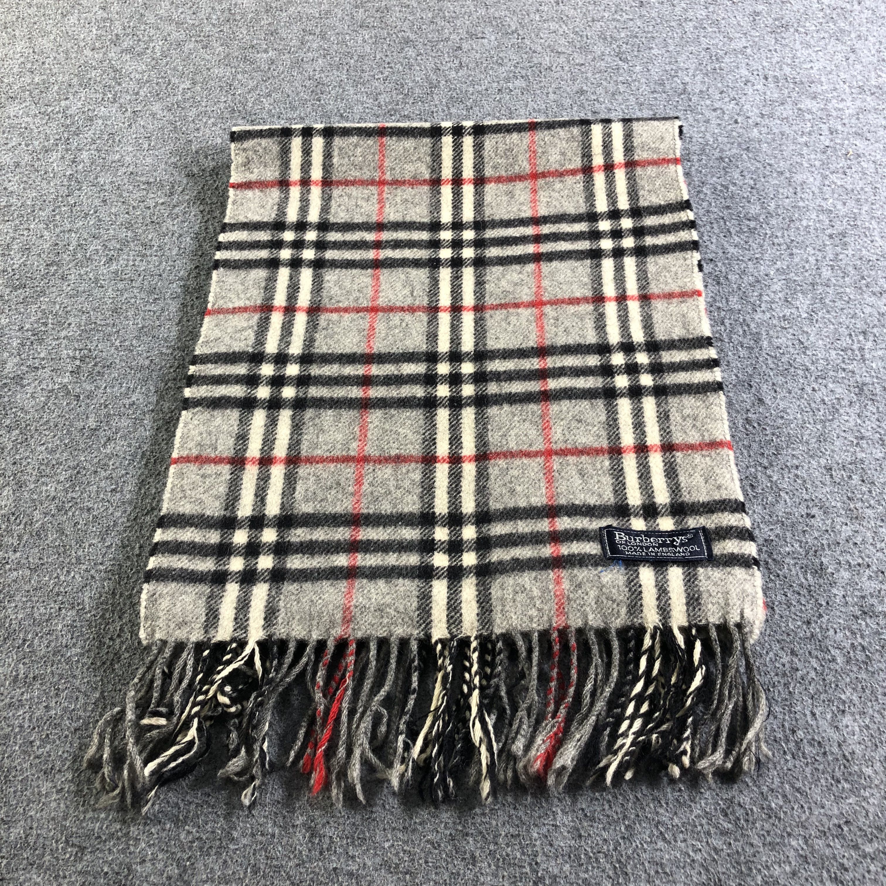 Burberry Burberrys Nova Check Grey Wool Scarf Muffler Neckwear V2116 Size ONE SIZE - 2 Thumbnail