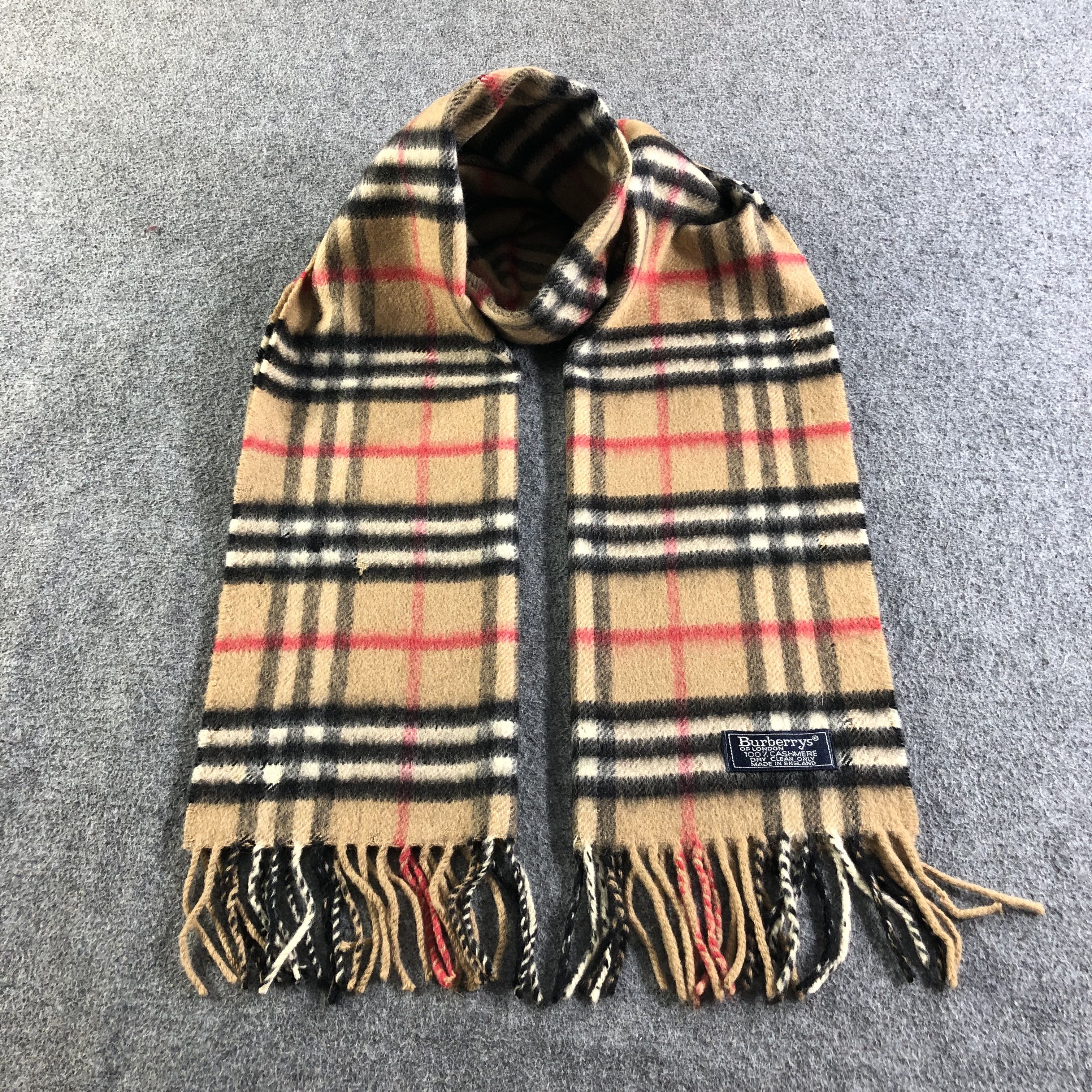 Burberrys Nova Check Tan Cashmere Scarf Muffler V2150