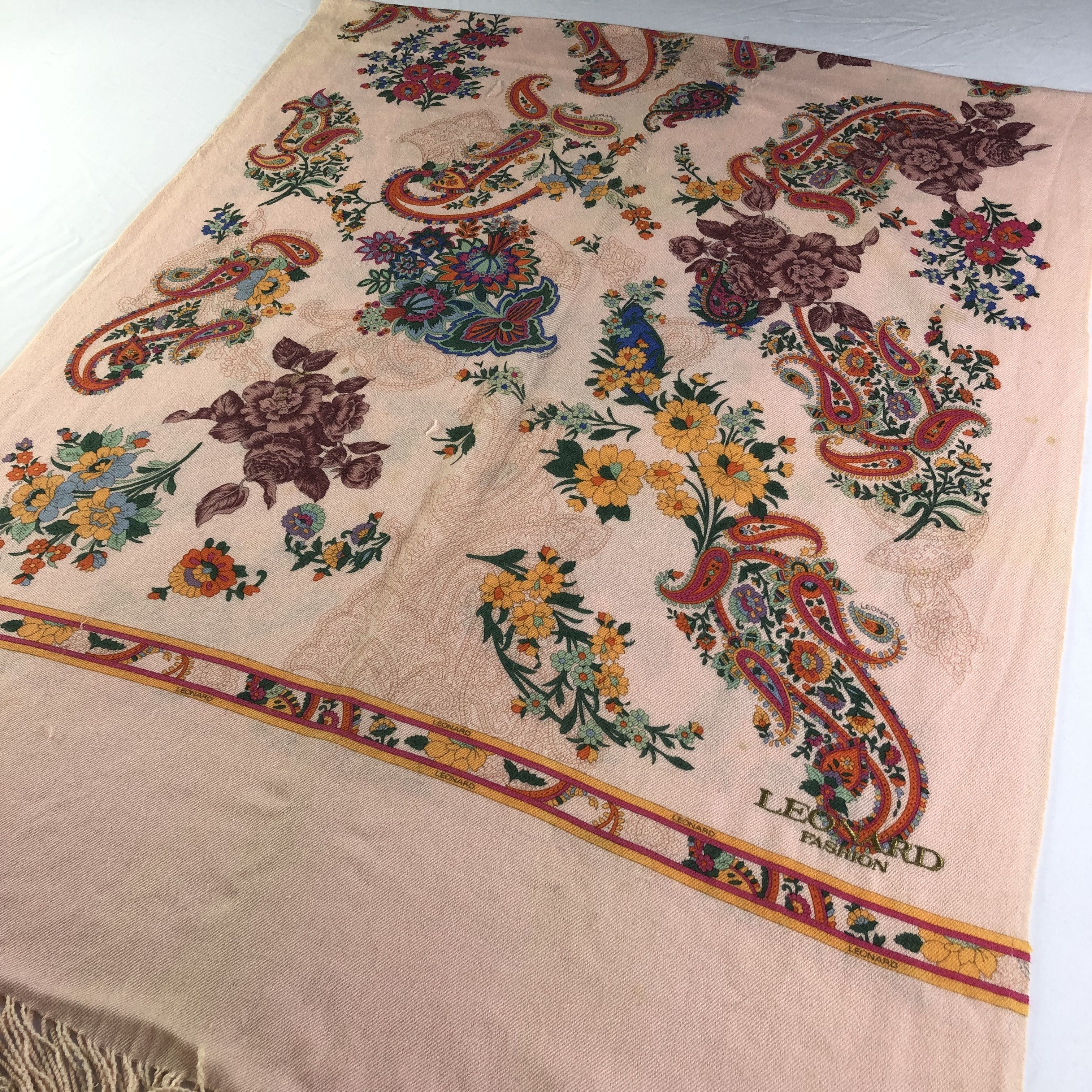 Leonard Paris Leonard Floral Wool Scarf Muffler Mantilla Stole V2244 Size ONE SIZE - 3 Thumbnail
