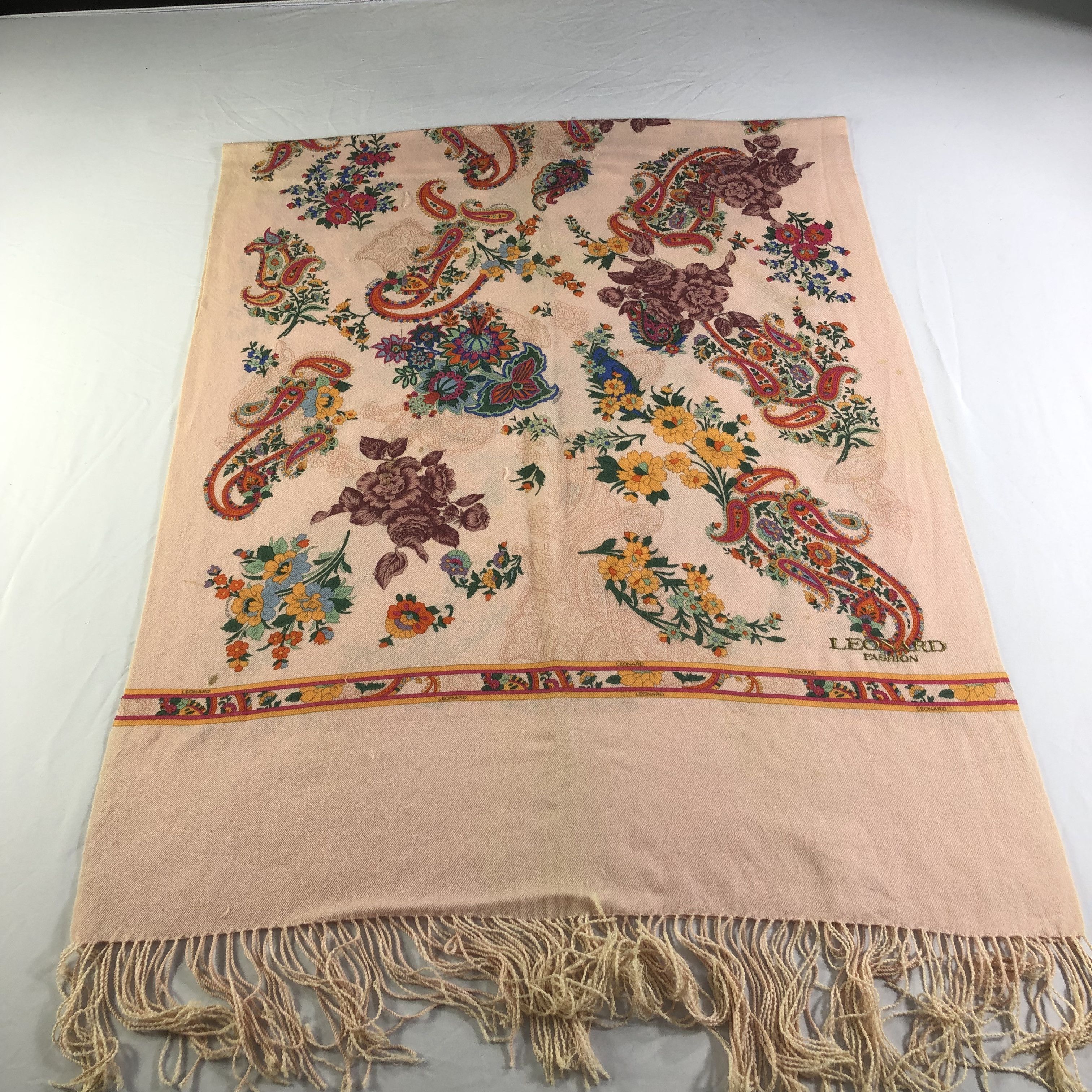 Leonard Paris Leonard Floral Wool Scarf Muffler Mantilla Stole V2244 Size ONE SIZE - 2 Thumbnail