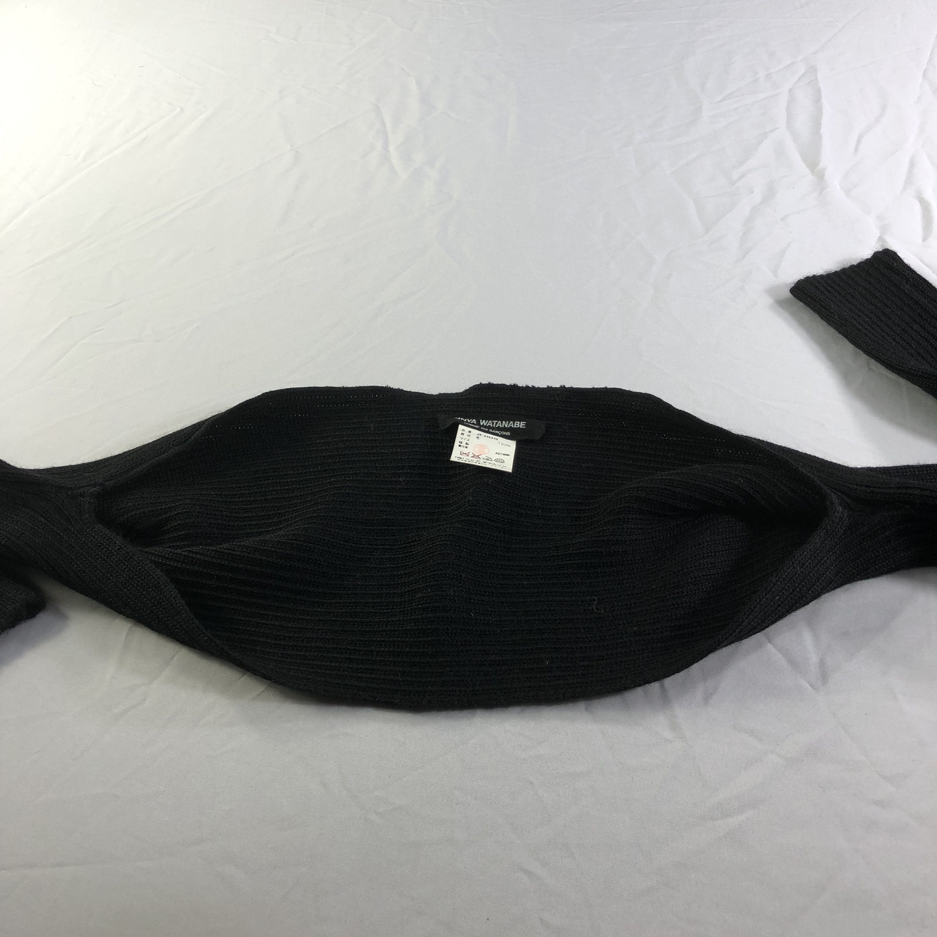 Comme des Garcons Junya Watanabe Black Knit Wool Scarf Muffler Neckwear V2256 Size ONE SIZE - 3 Thumbnail