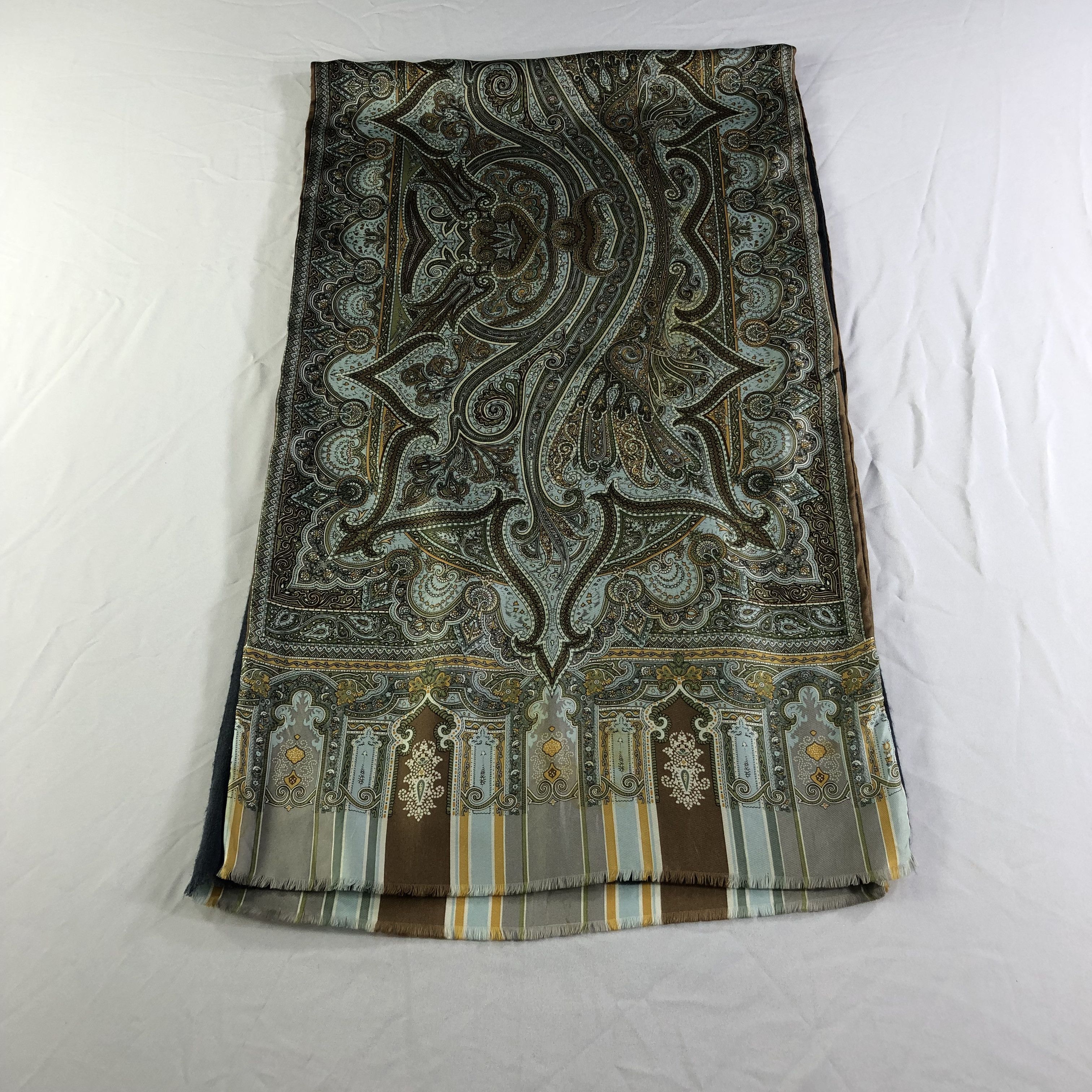 Vintage Luxury Paisley Silk/Wool Scarf Muffler Neckwear V2278 Size ONE SIZE - 2 Thumbnail