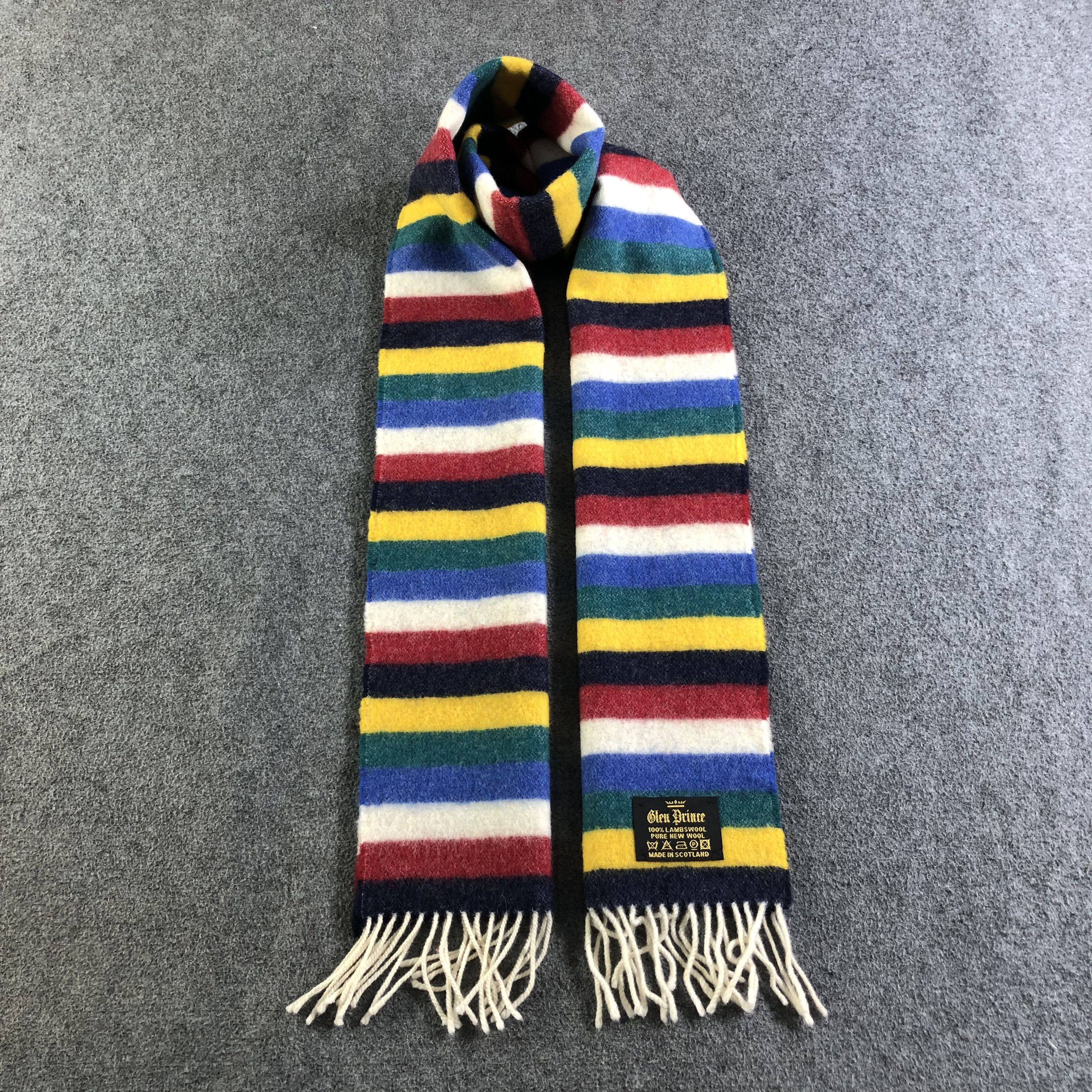 Vintage Glen Prince Striped Wool Scarf Muffler Neckwear V2591 Size ONE SIZE - 1 Thumbnail