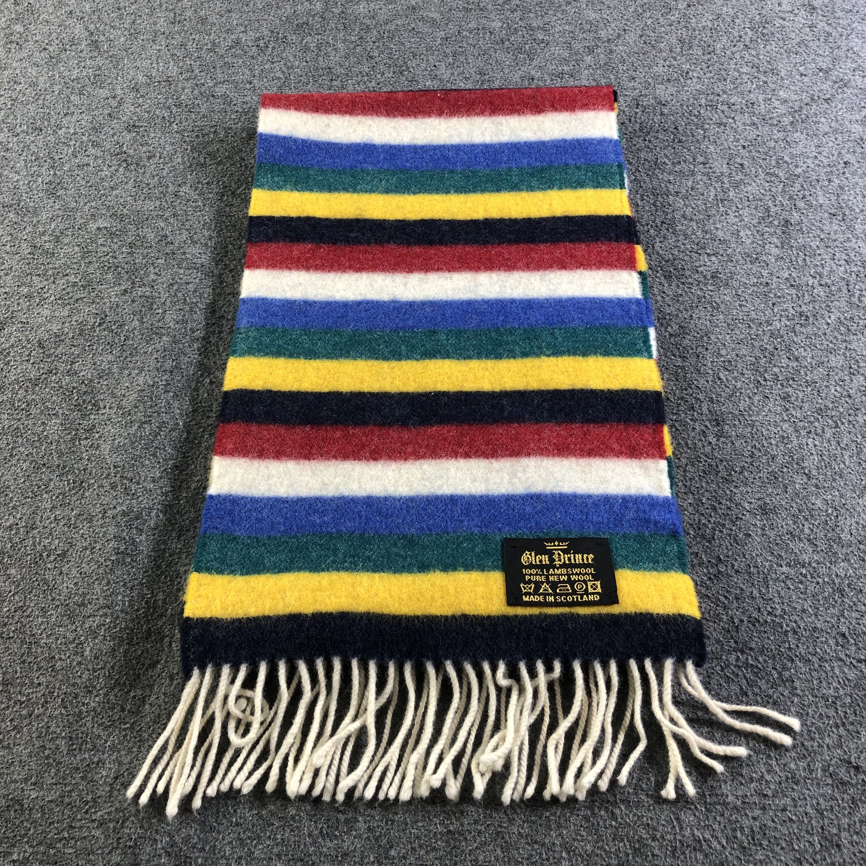 Vintage Glen Prince Striped Wool Scarf Muffler Neckwear V2591 Size ONE SIZE - 2 Thumbnail