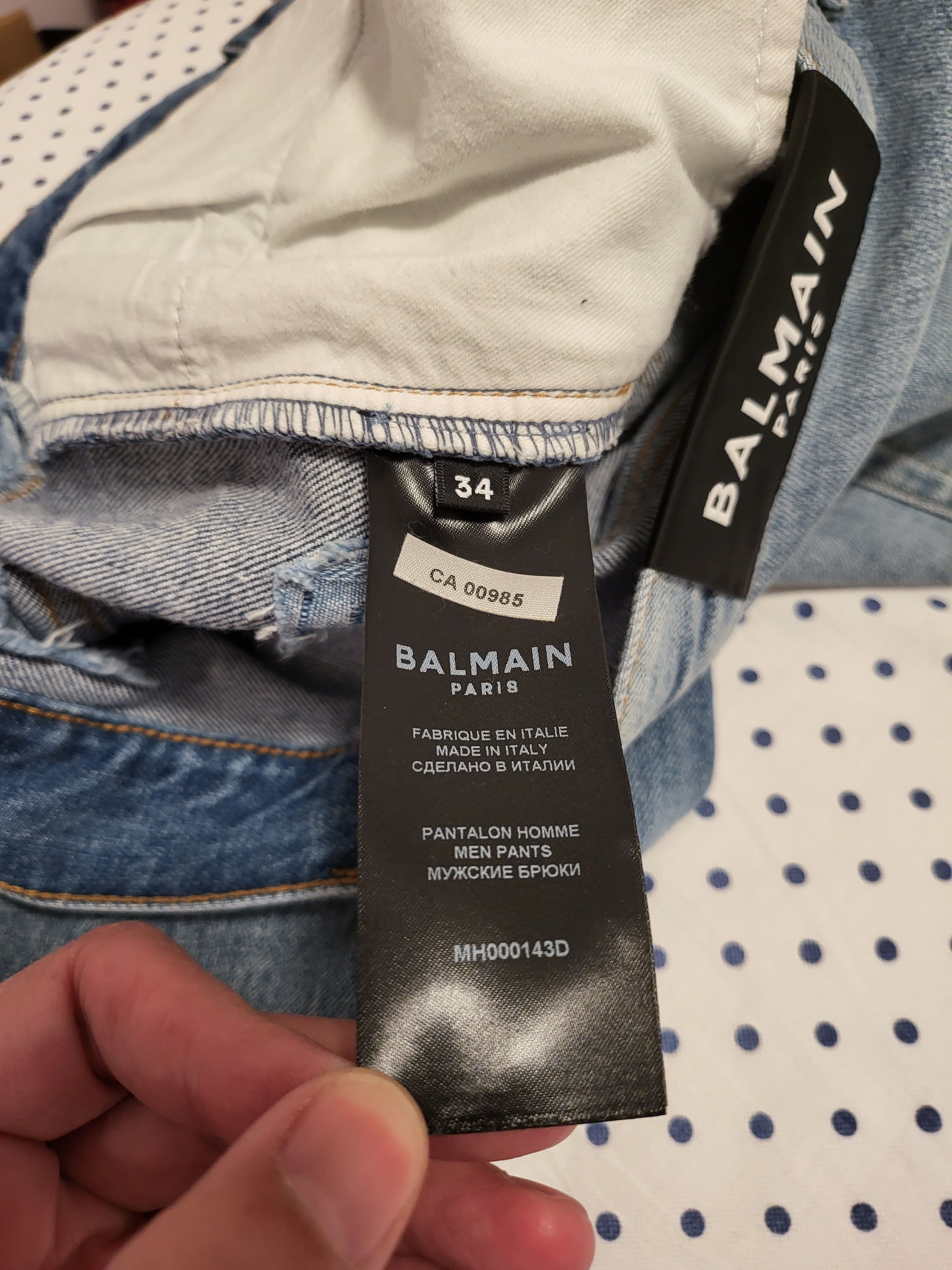 Balmain Slim Fit Ripped Jeans with Monogram Pattern Size US 34 / EU 50 - 8 Thumbnail