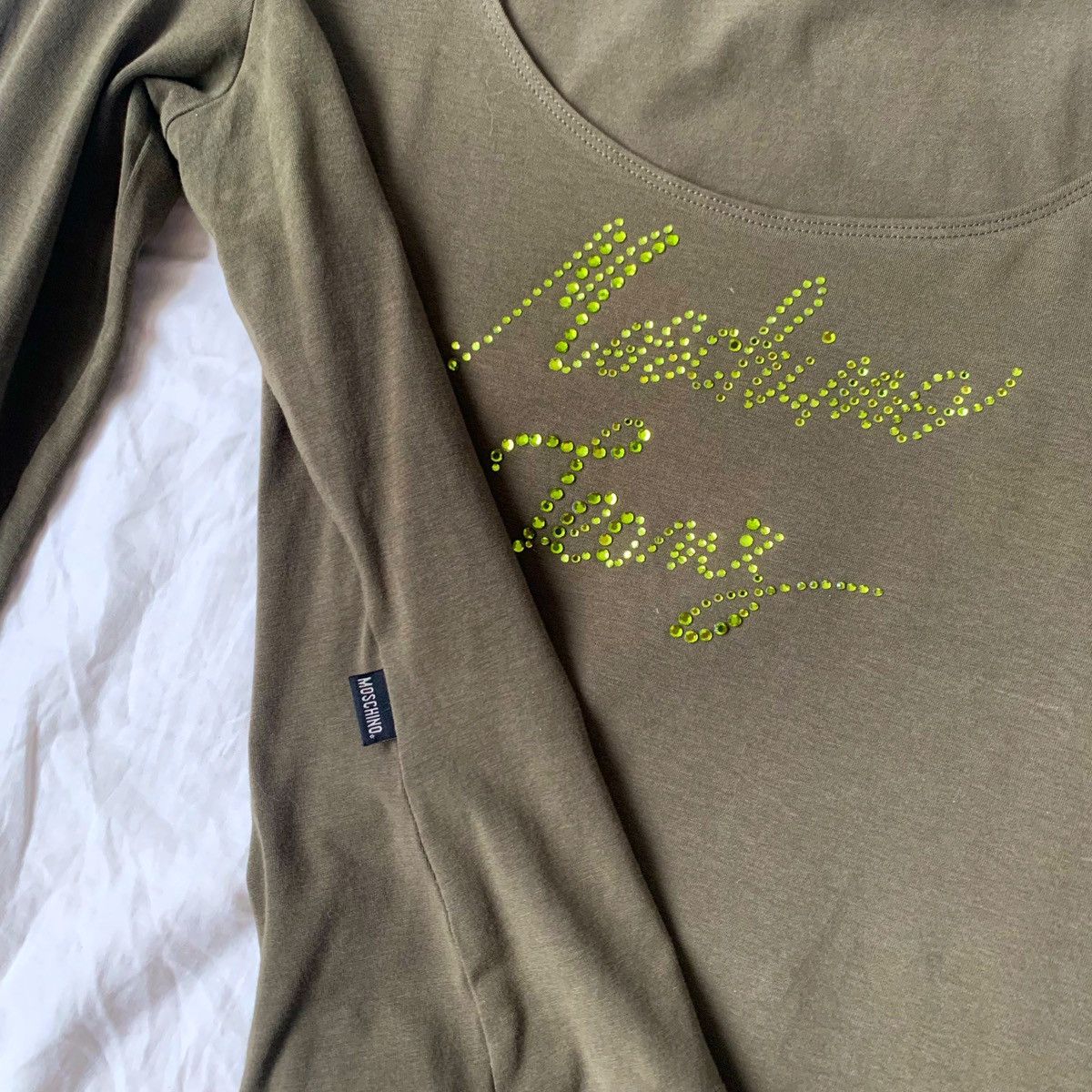 Moschino Moschino Long Sleeve T Shirt Logo Pullover Green LOVE Size S / US 4 / IT 40 - 4 Thumbnail