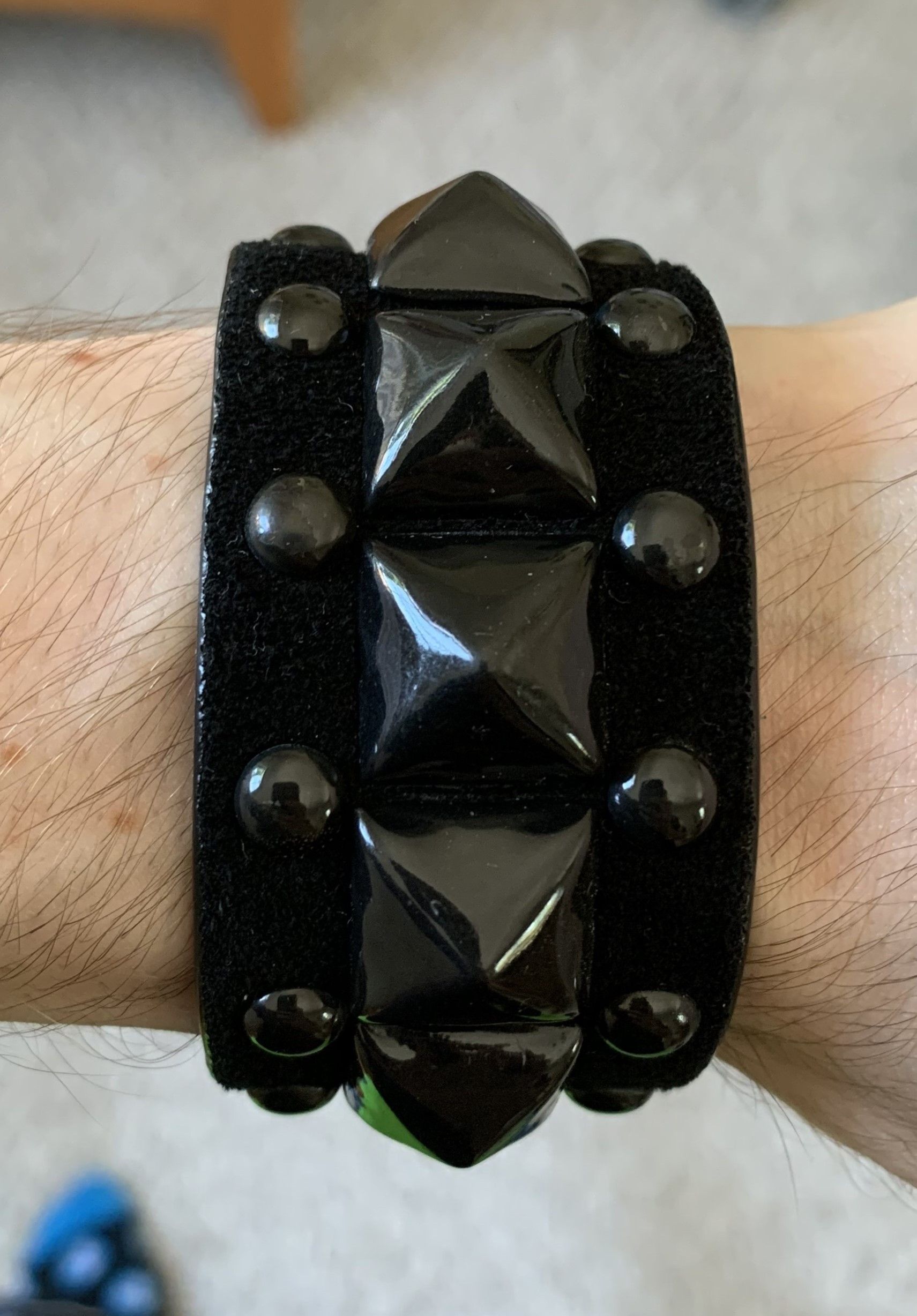 image of Number N Ine Fw04 Number (N)Ine Studded Leather Bracelet in Black, Men's