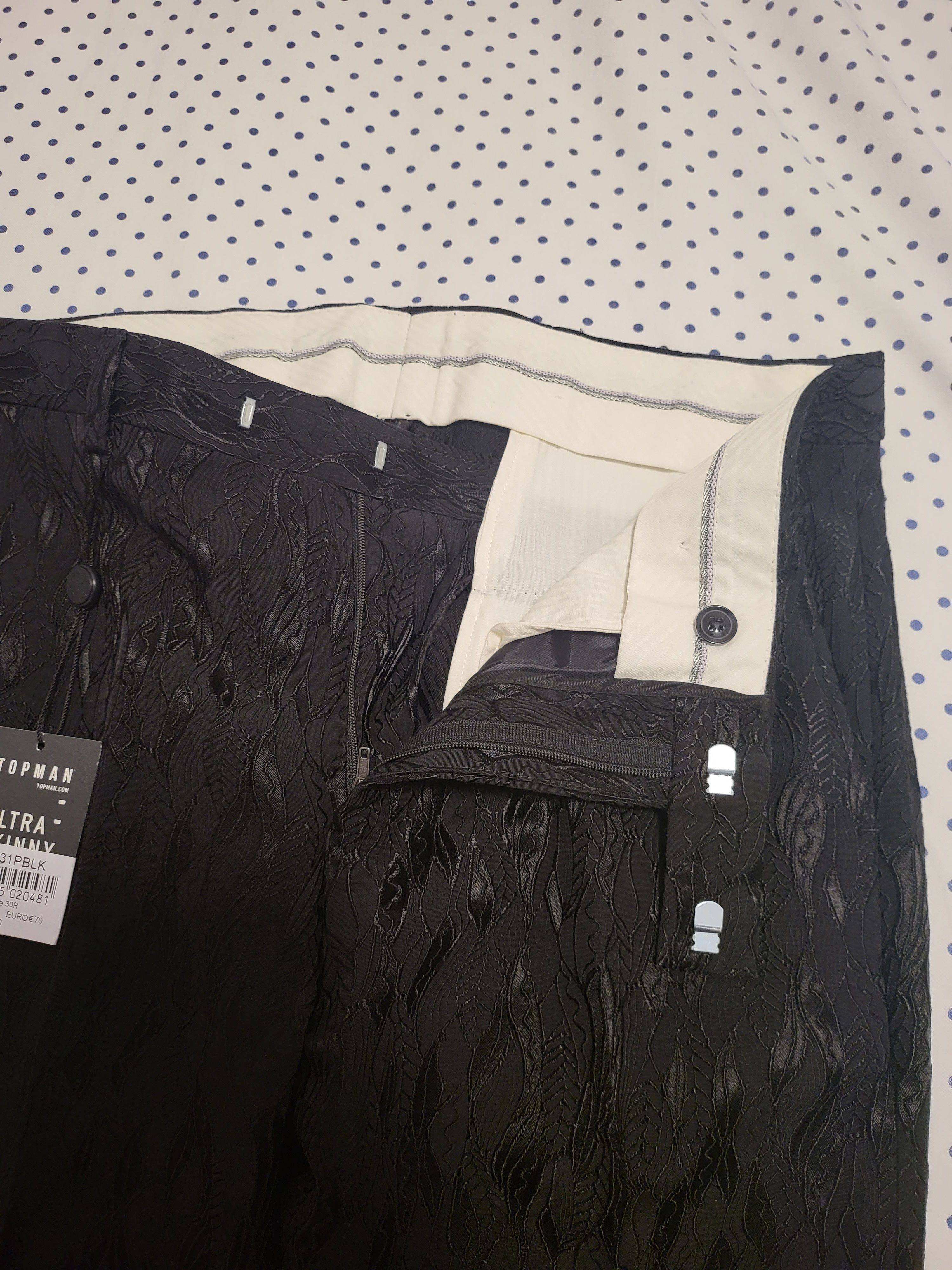 Topman Embossed Leaf Pattern Ultra Skinny Cropped Pants Size US 30 / EU 46 - 4 Thumbnail