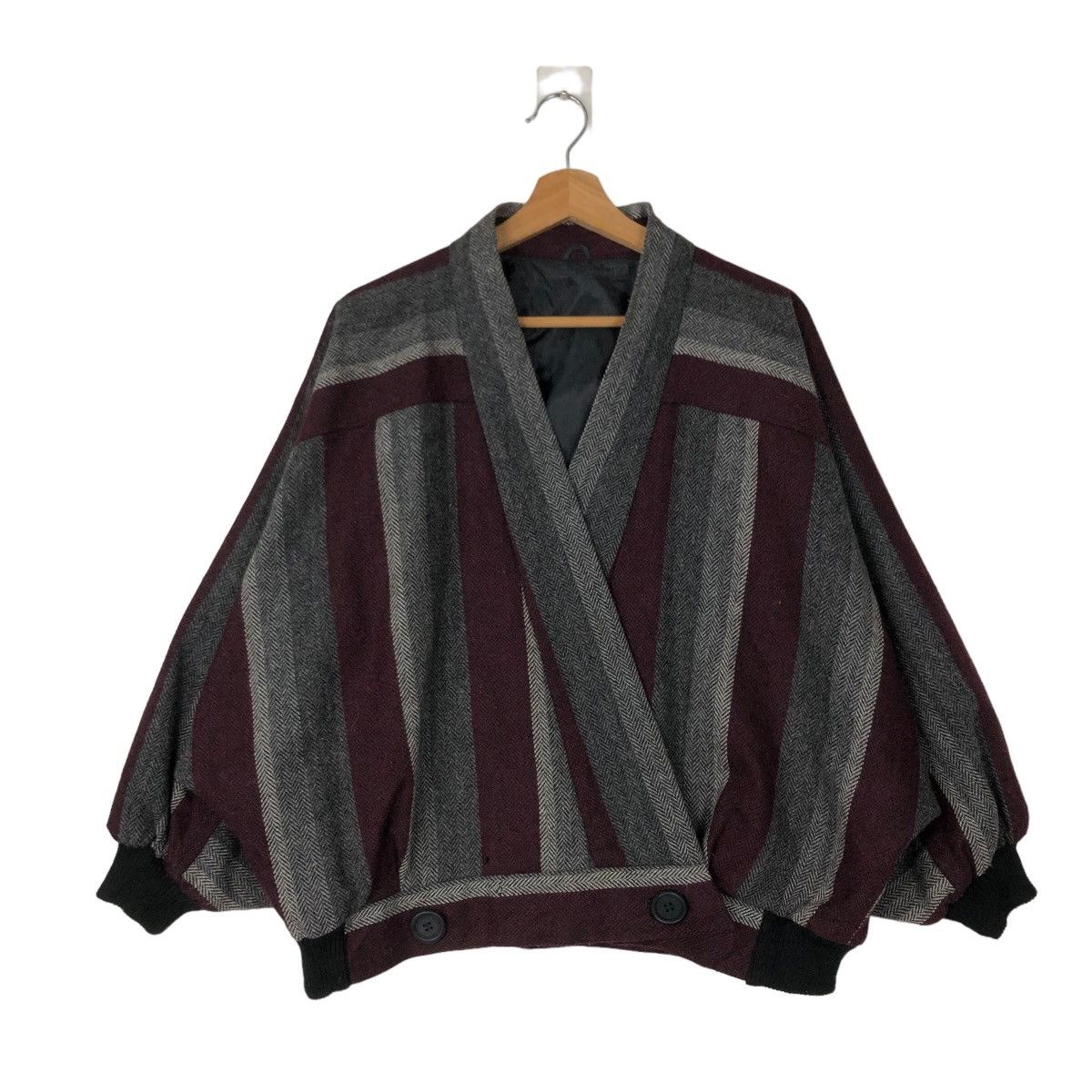 VINTAGE BOMBER JACKET OVERSIZED DESIGN STRIPED ISSEY MIYAKE