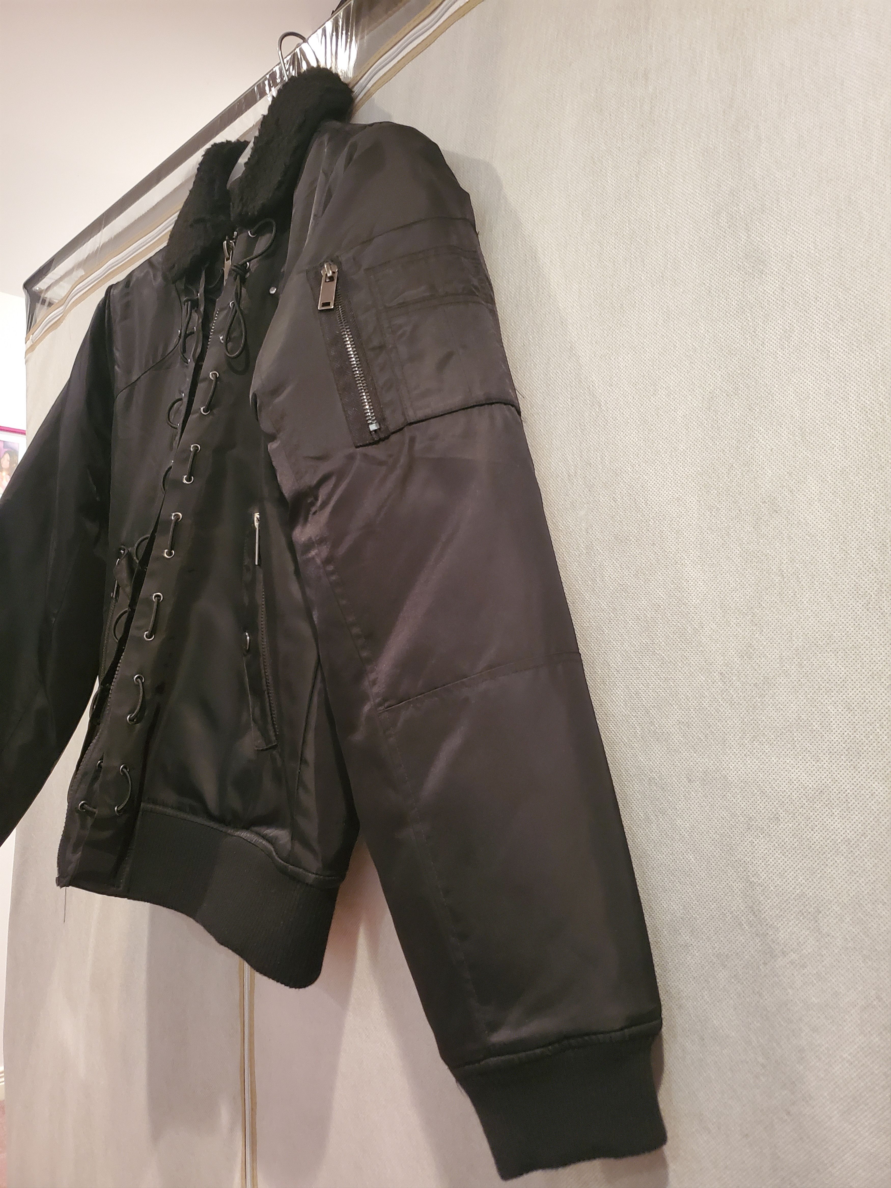 Black Kaviar Faux Fur Collar Bomber with Drawstring Size US S / EU 44-46 / 1 - 5 Thumbnail
