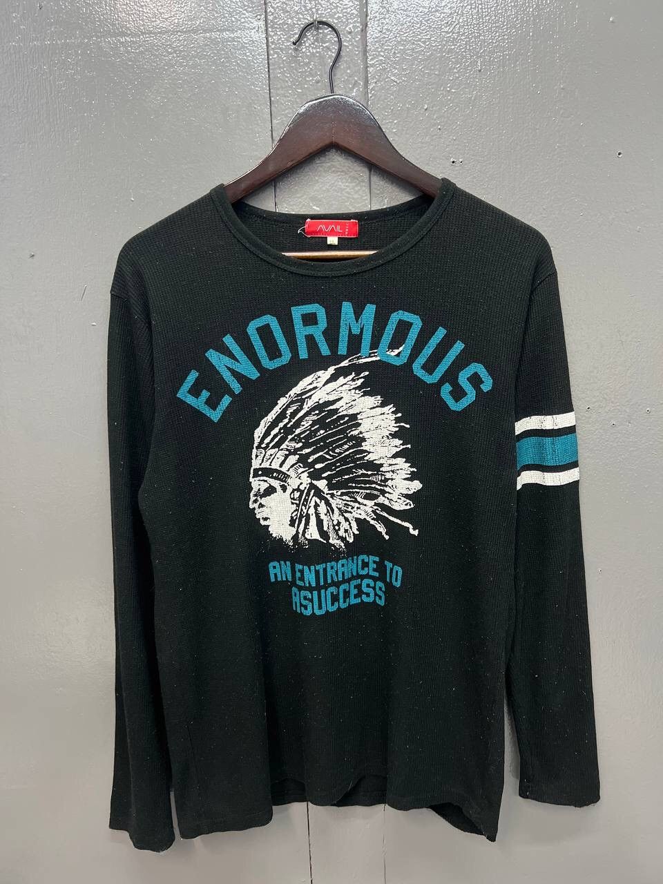 image of Vintage Enormous Red Indian Big Logo Tshirt in Black, Men's (Size Large)