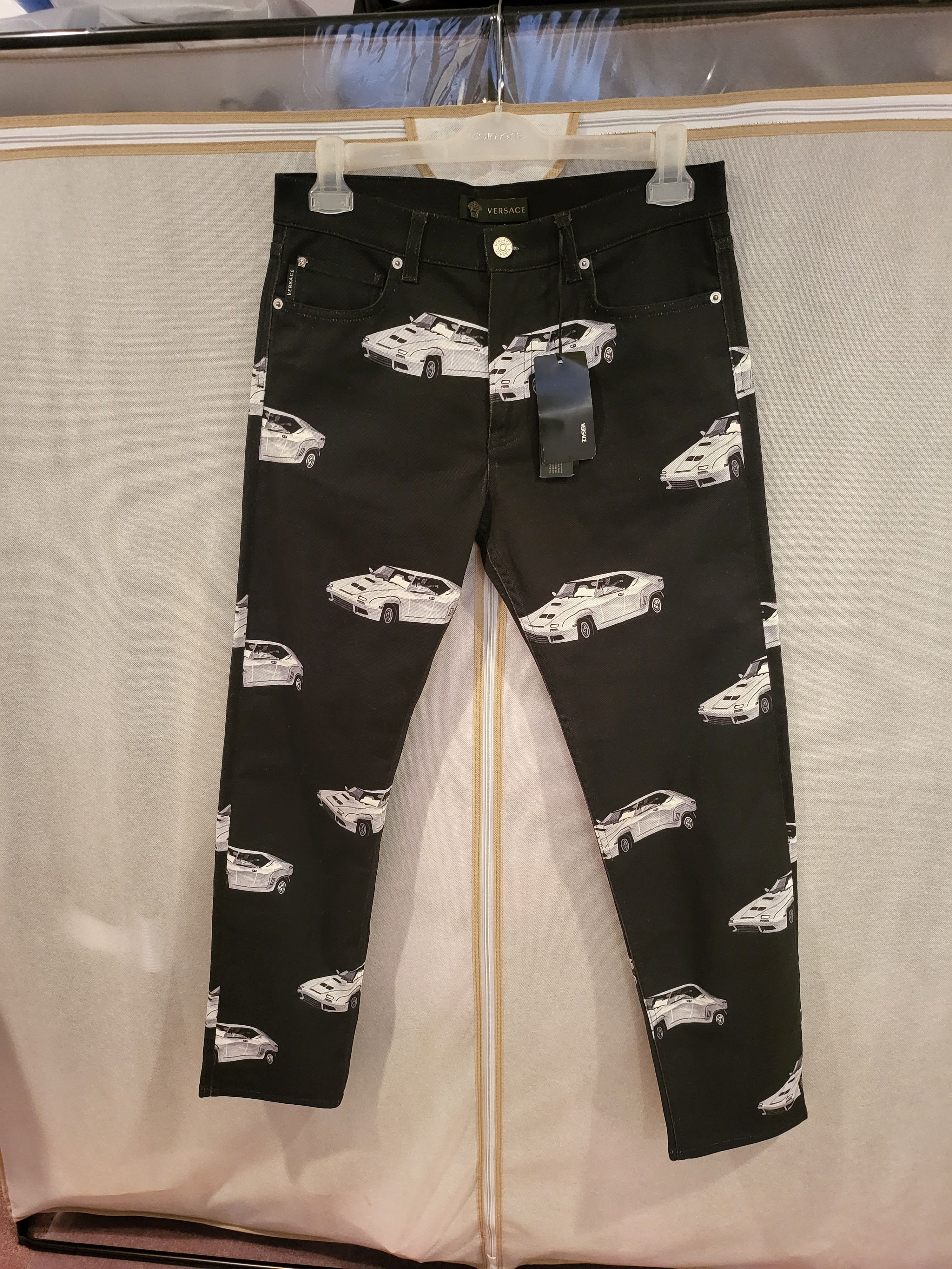 Versace 18CM Car Printed Cotton-Blend Jeans Size US 32 / EU 48 - 3 Thumbnail