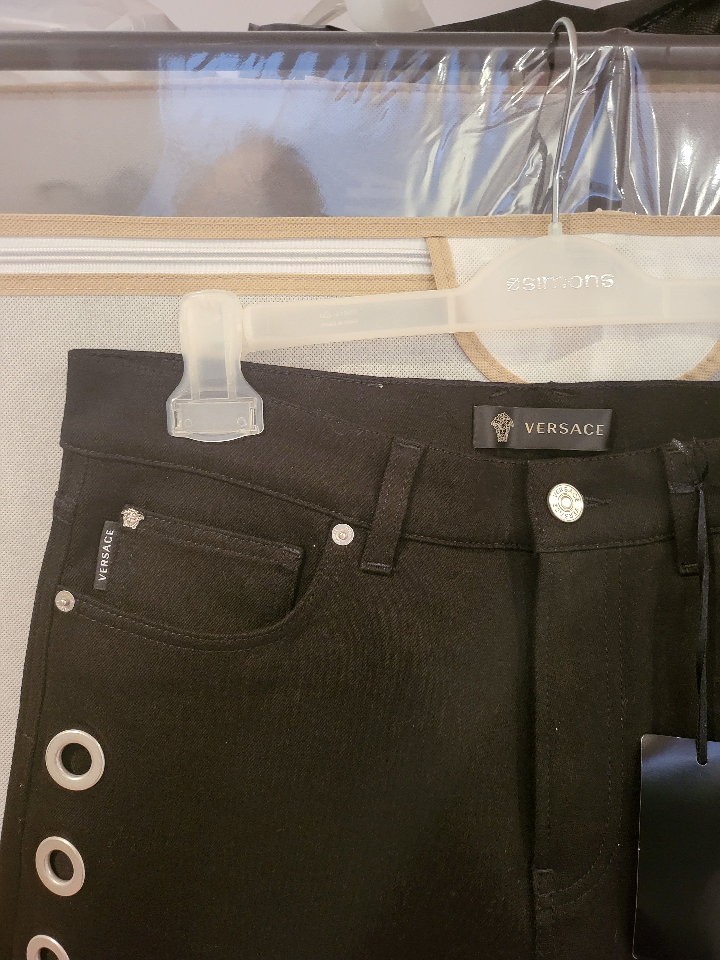 Versace Multiple Silver Tone Eyelets Jeans Size US 33 - 2 Thumbnail