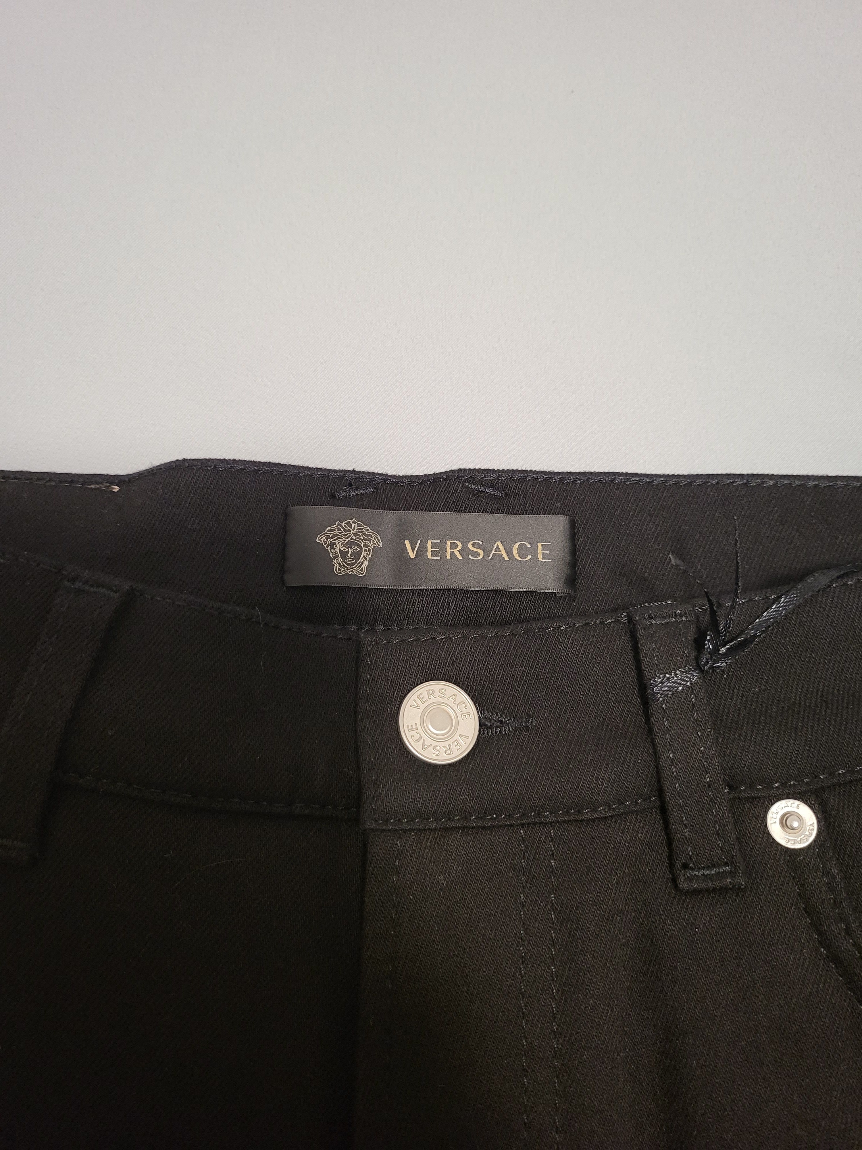 Versace Multiple Silver Tone Eyelets Jeans Size US 33 - 4 Thumbnail
