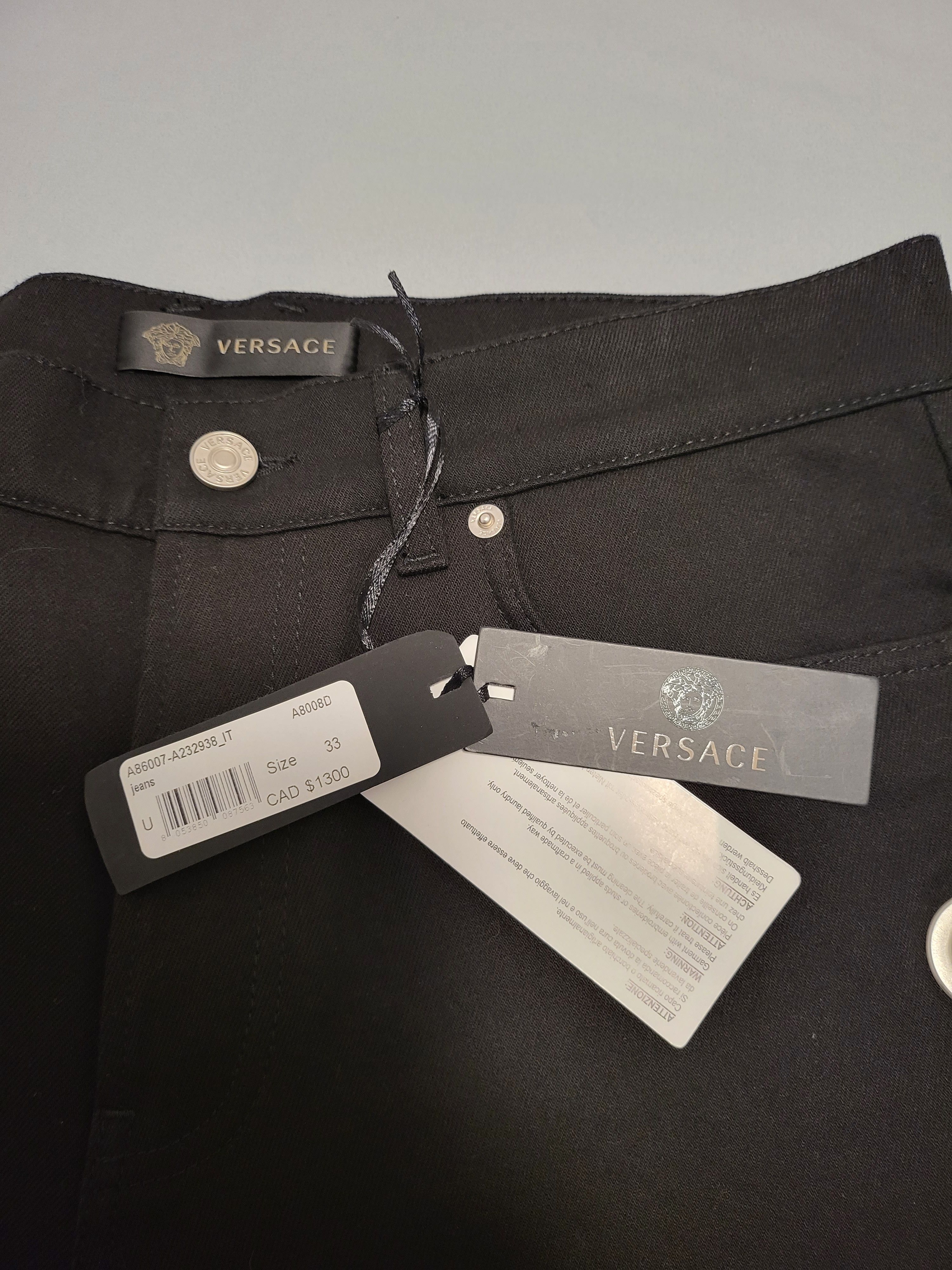 Versace Multiple Silver Tone Eyelets Jeans Size US 33 - 9 Thumbnail