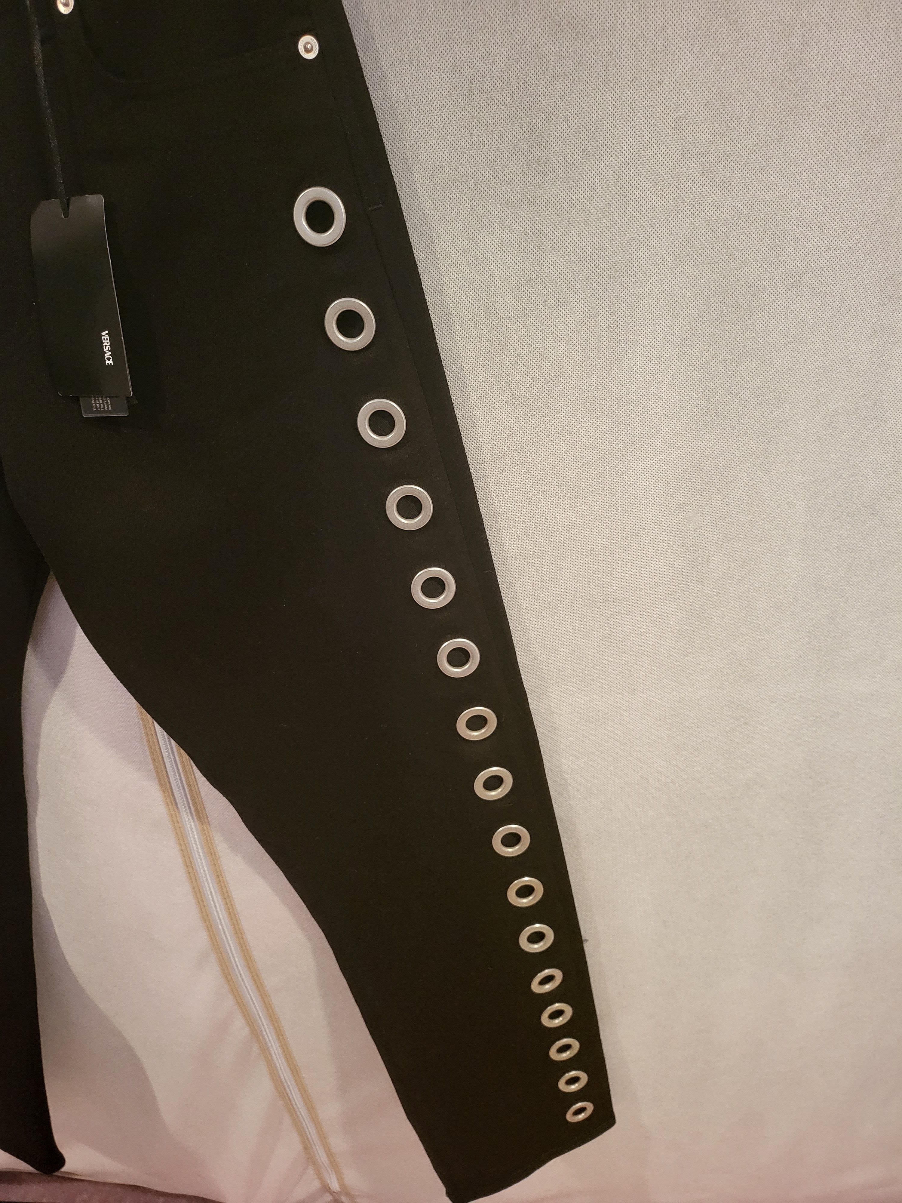 Versace Multiple Silver Tone Eyelets Jeans Size US 33 - 3 Thumbnail