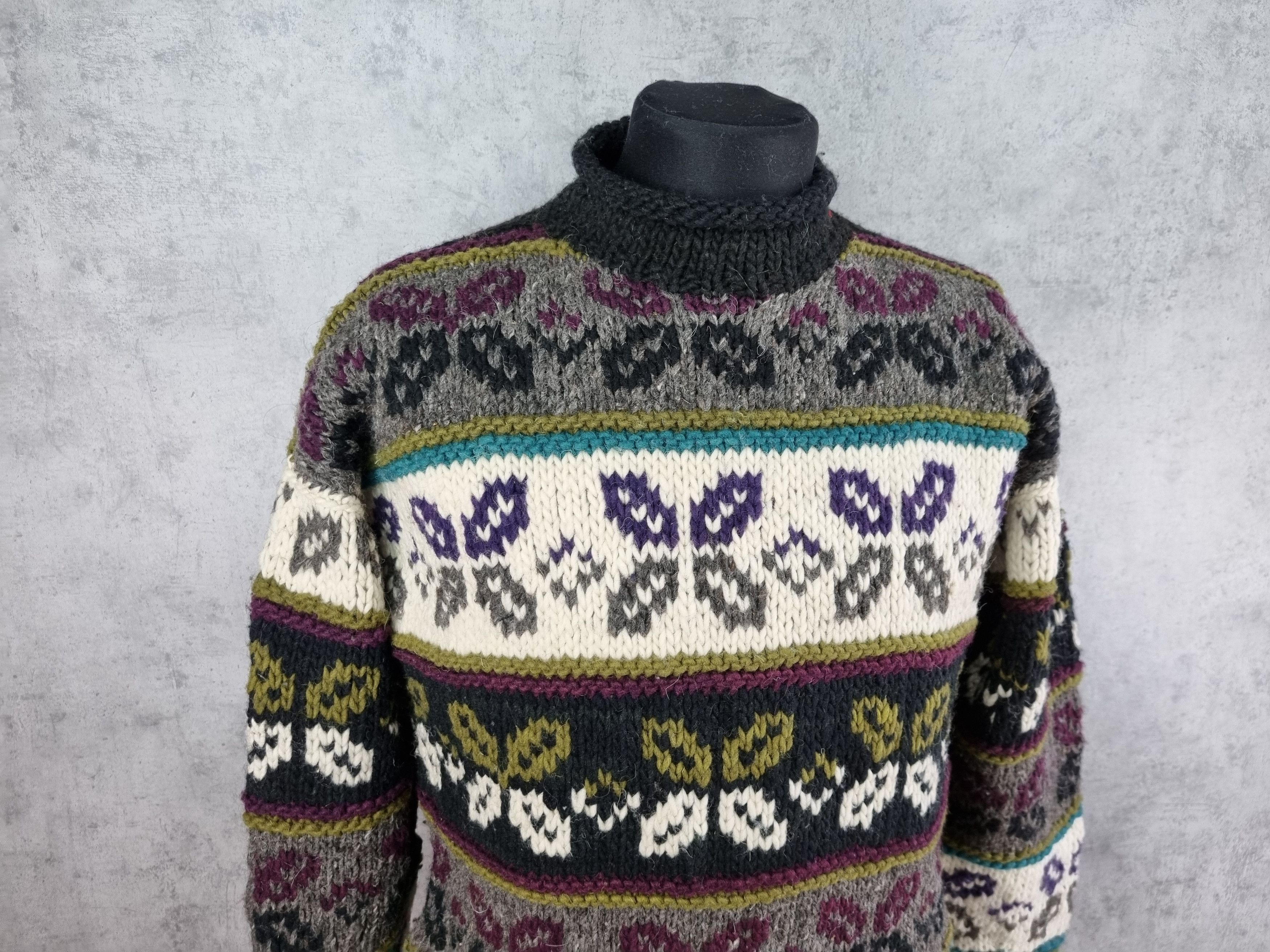 Vintage 90s Abstract Art Wool Knitted Sweater Stone Island Style Size US M / EU 48-50 / 2 - 2 Thumbnail