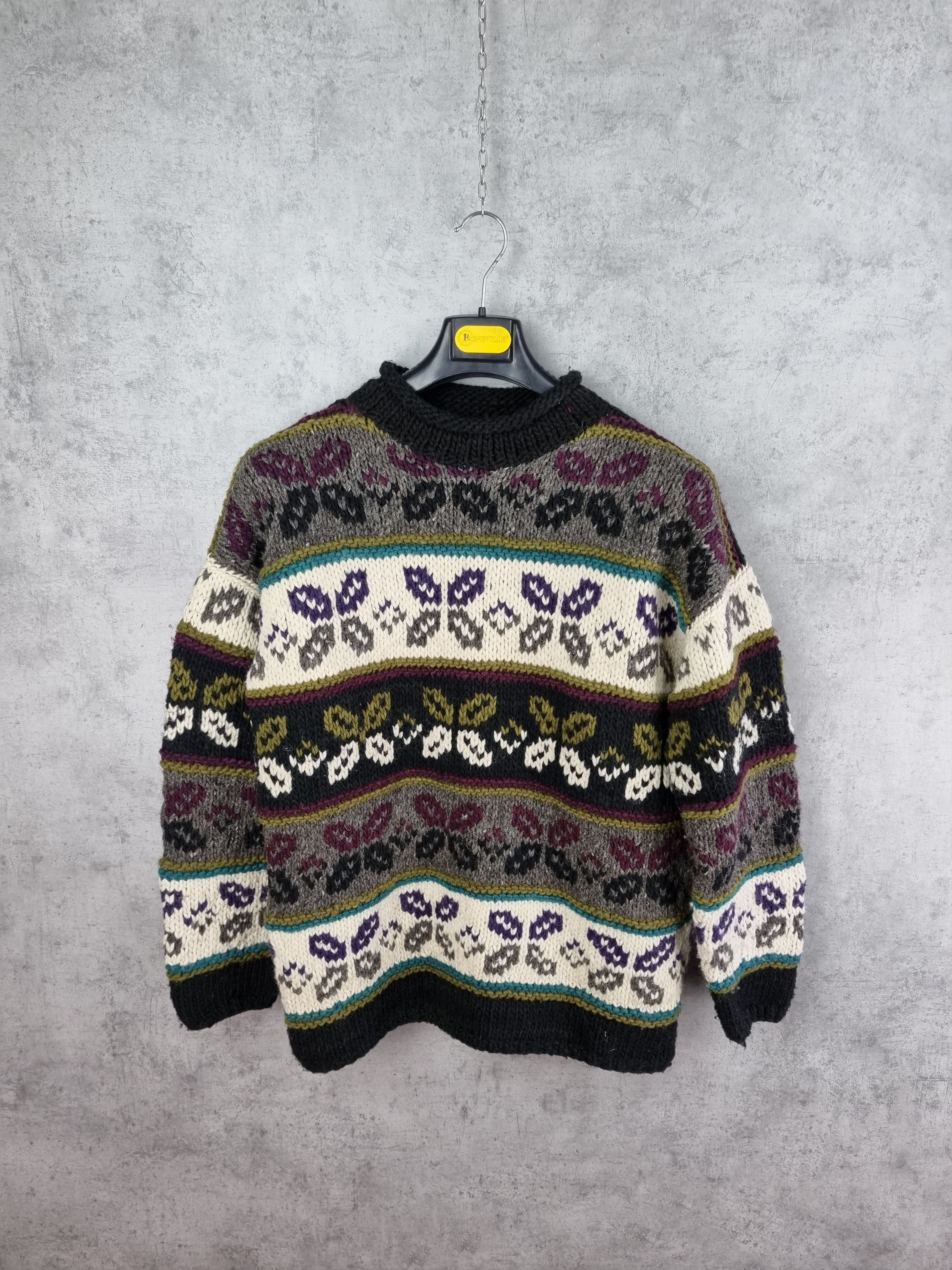 Vintage 90s Abstract Art Wool Knitted Sweater Stone Island Style Size US M / EU 48-50 / 2 - 3 Thumbnail