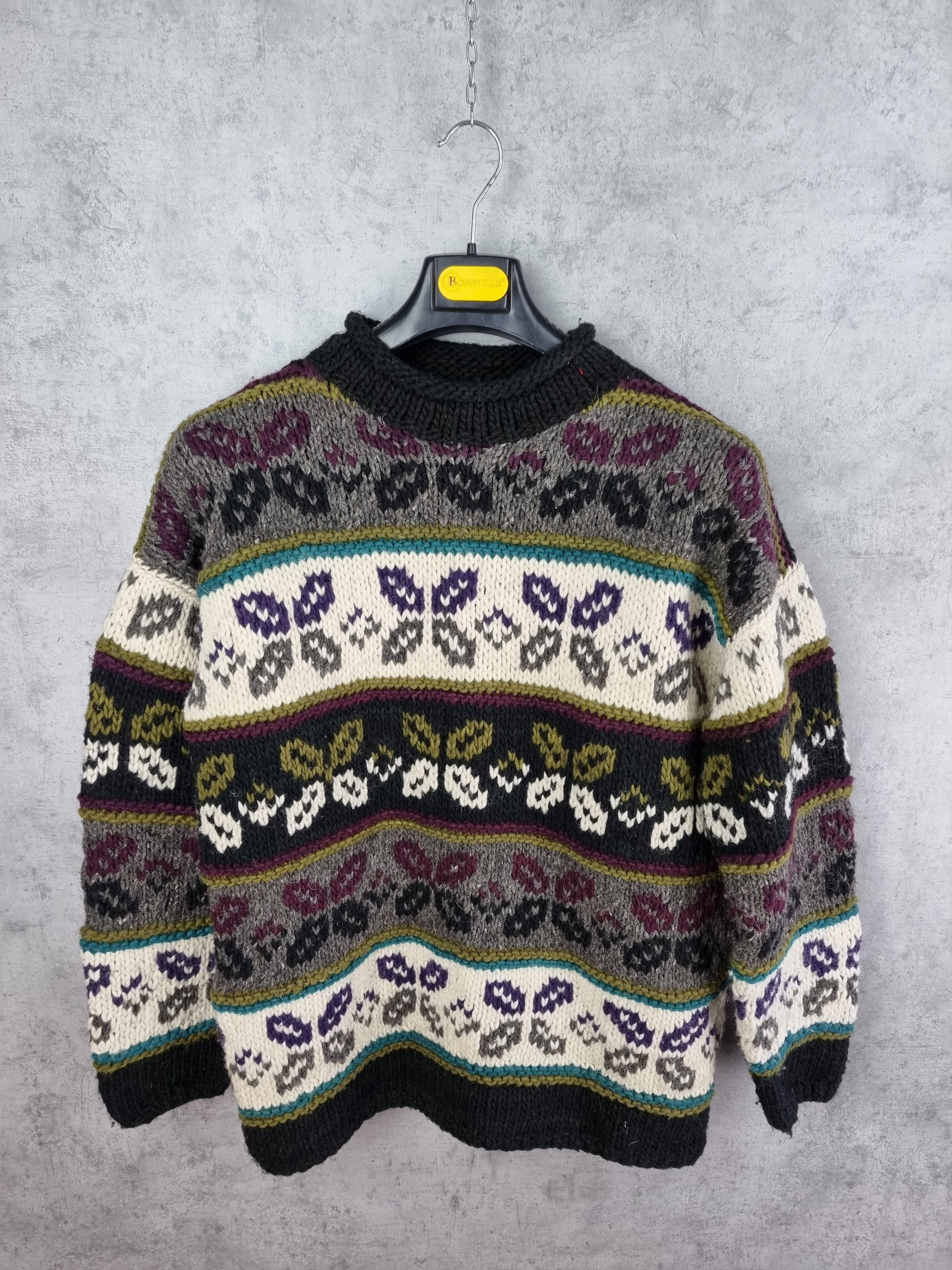 Vintage 90s Abstract Art Wool Knitted Sweater Stone Island Style Size US M / EU 48-50 / 2 - 14 Thumbnail