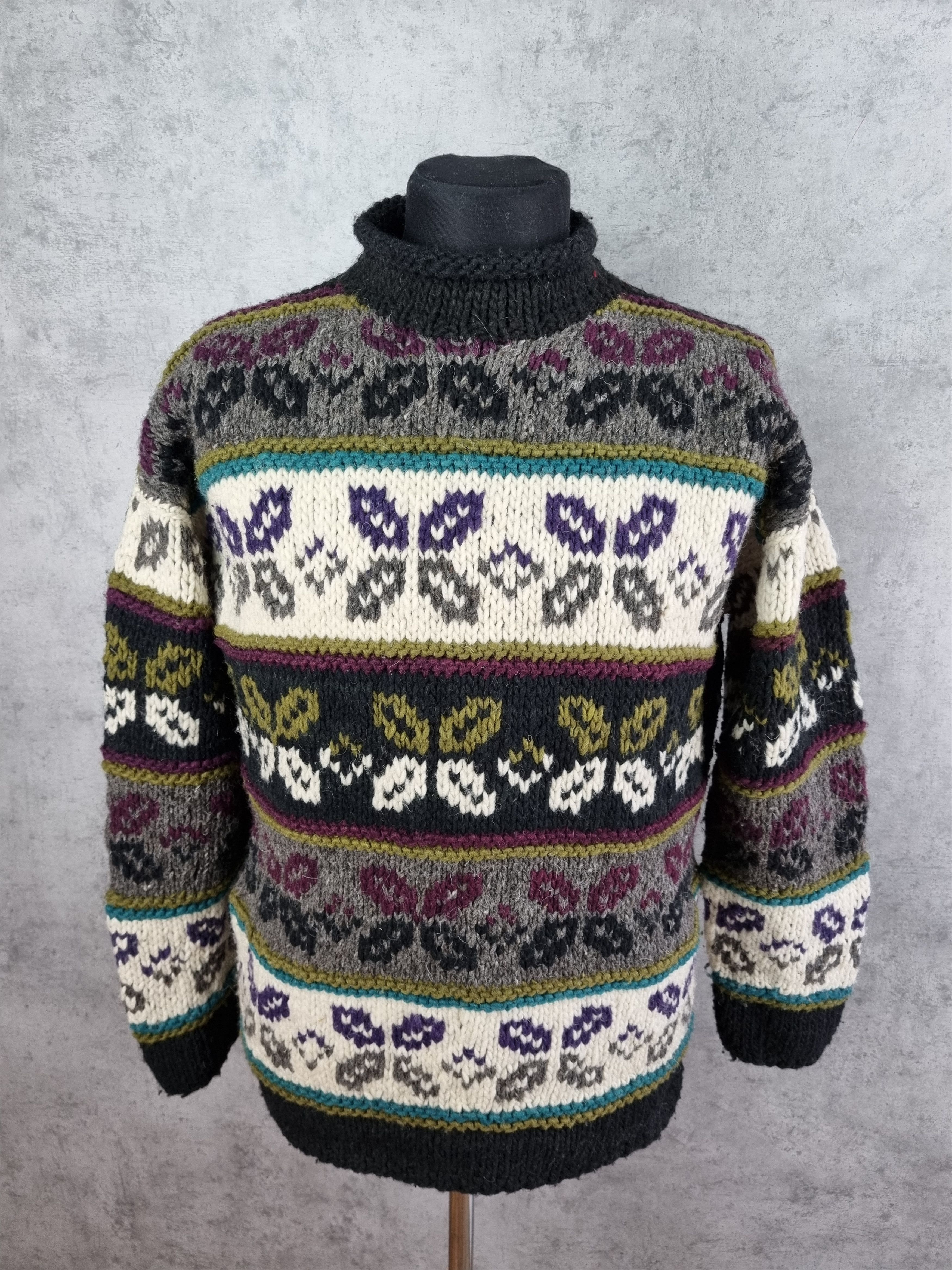 Vintage 90s Abstract Art Wool Knitted Sweater Stone Island Style Size US M / EU 48-50 / 2 - 1 Thumbnail
