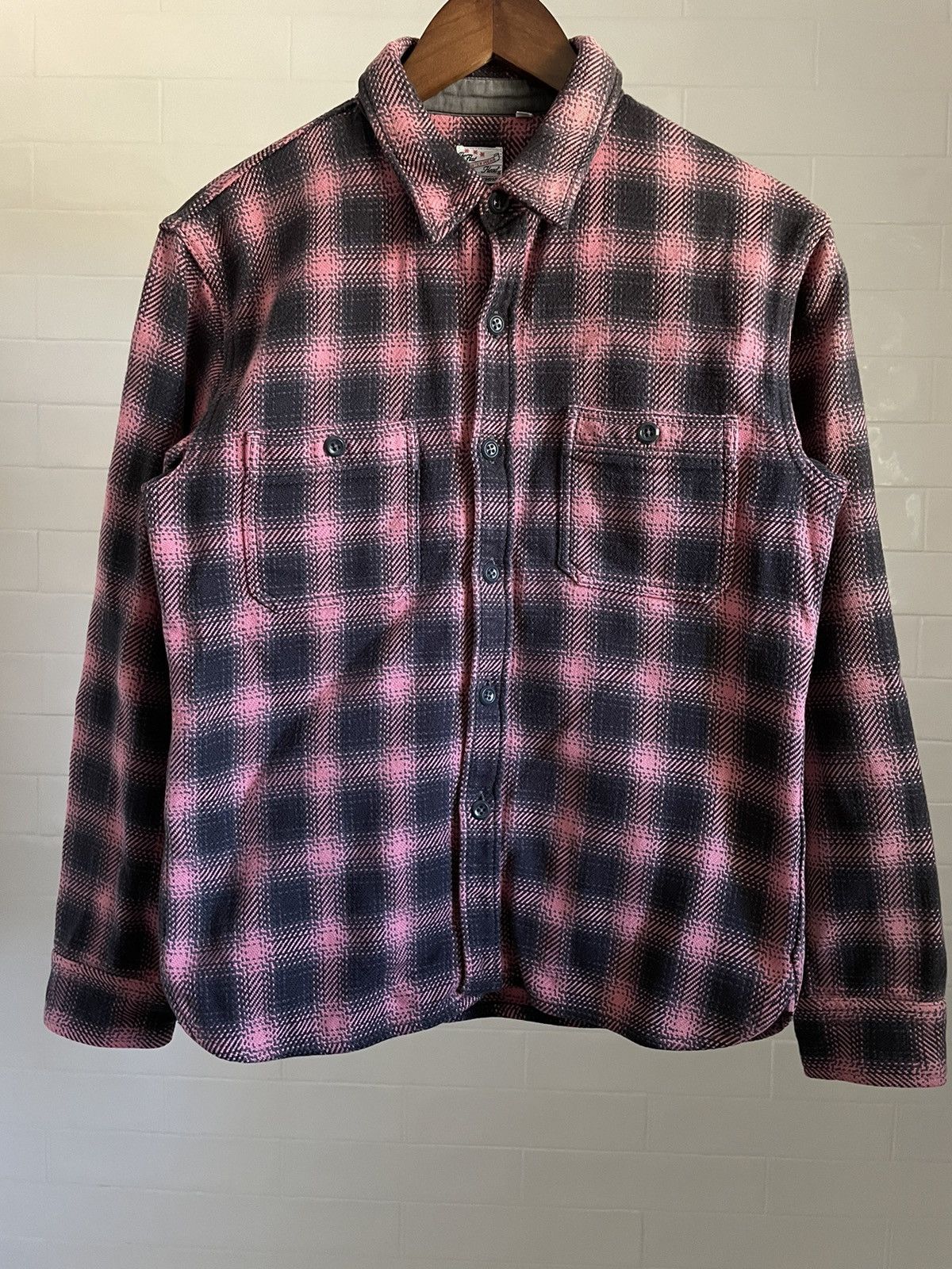 The Flat Head The Flat Head Check Ombre Pink Flannel Shirt Grailed