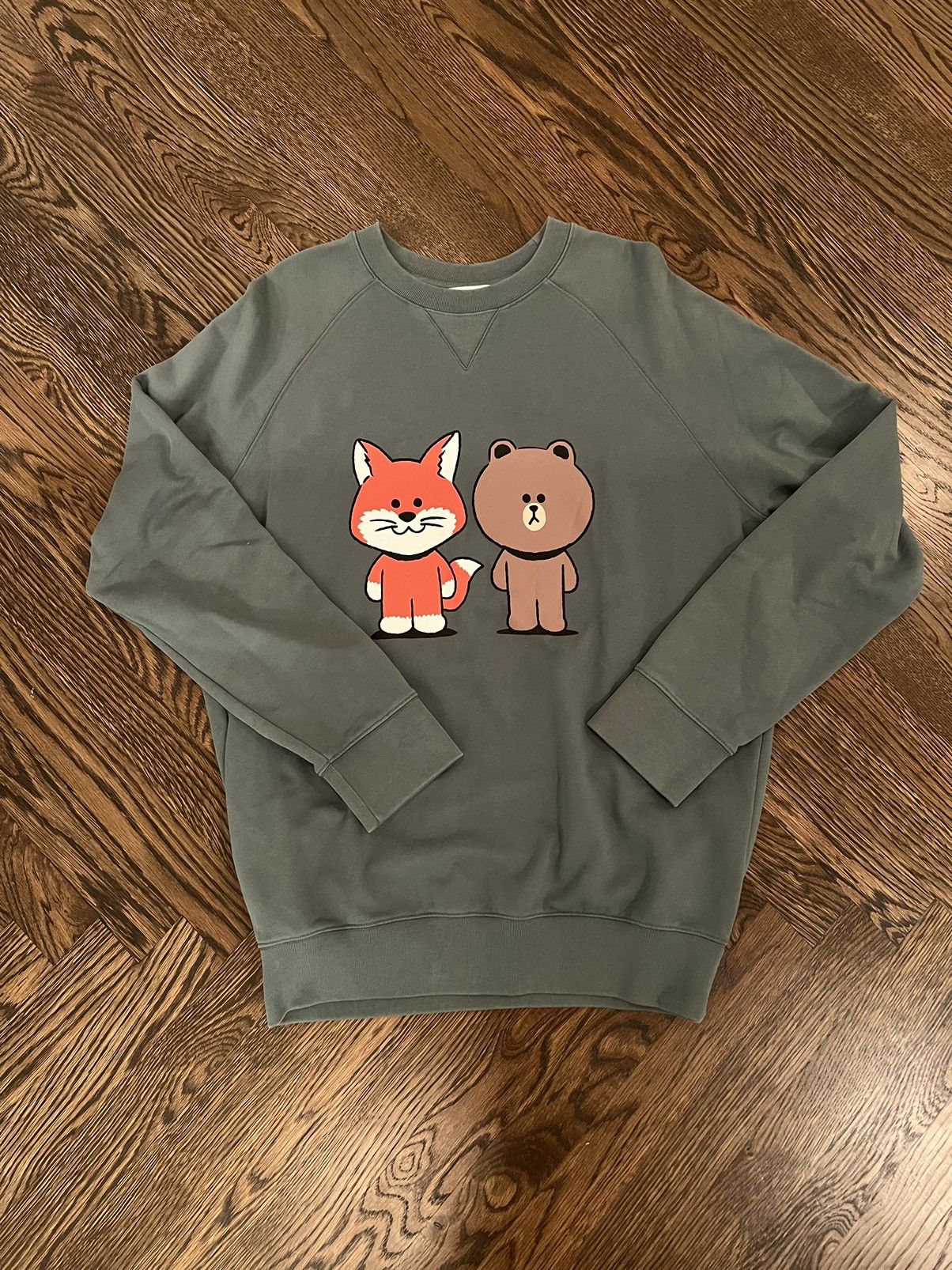 image of Maison Kitsune X Line Friends Sweatshirt in Green, Men's (Size XL)
