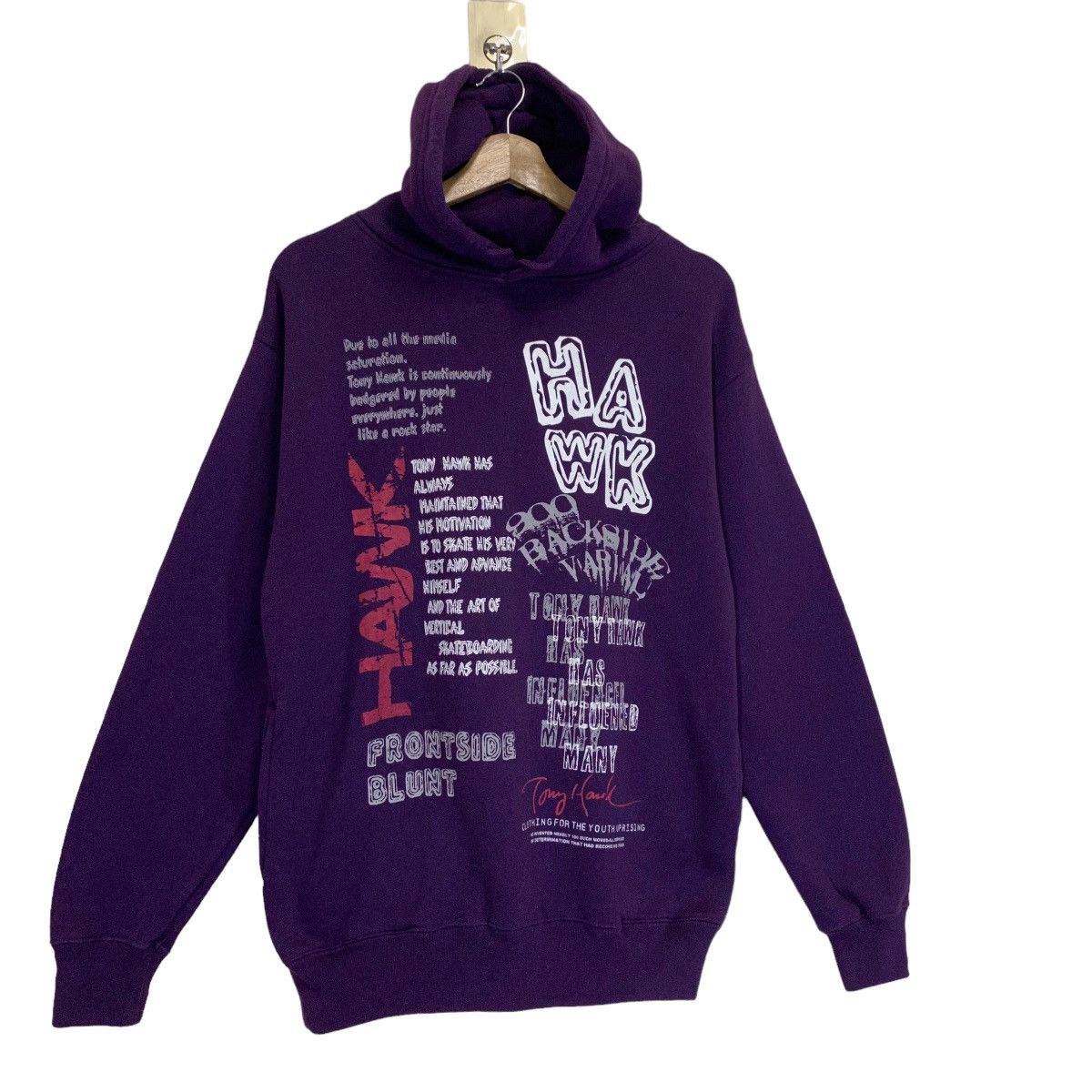 Tony Hawk × Vintage × Welcome Skateboards 90s Tony Hawk Skate Big Logo Pullover Hoodies Size M Size US M / EU 48-50 / 2 - 2 Thumbnail