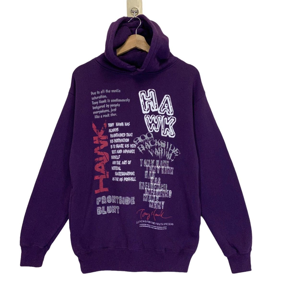 Tony Hawk × Vintage × Welcome Skateboards 90s Tony Hawk Skate Big Logo Pullover Hoodies Size M Size US M / EU 48-50 / 2 - 1 Thumbnail