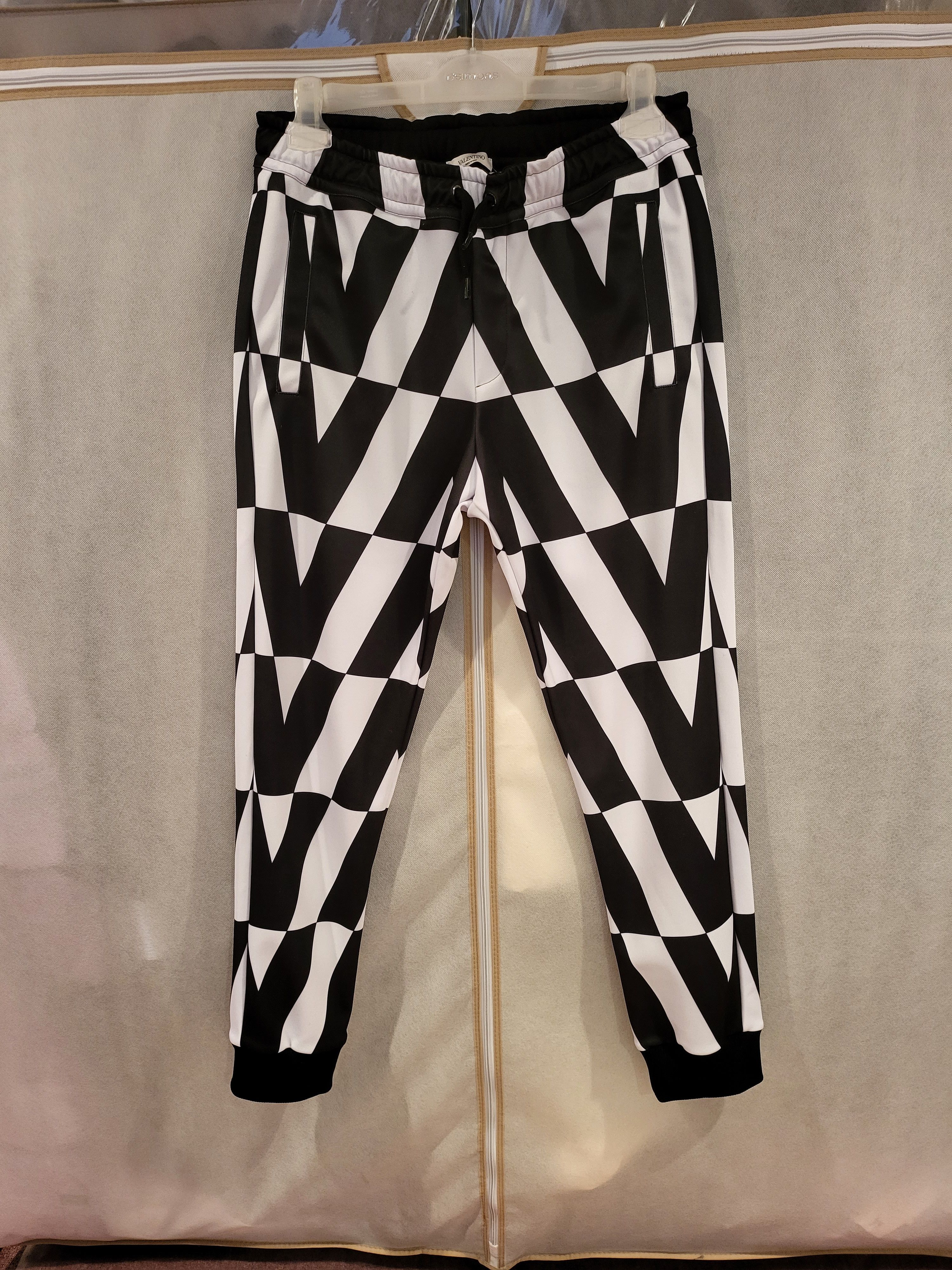 Technical Cotton Pants with Macro Optical Print
