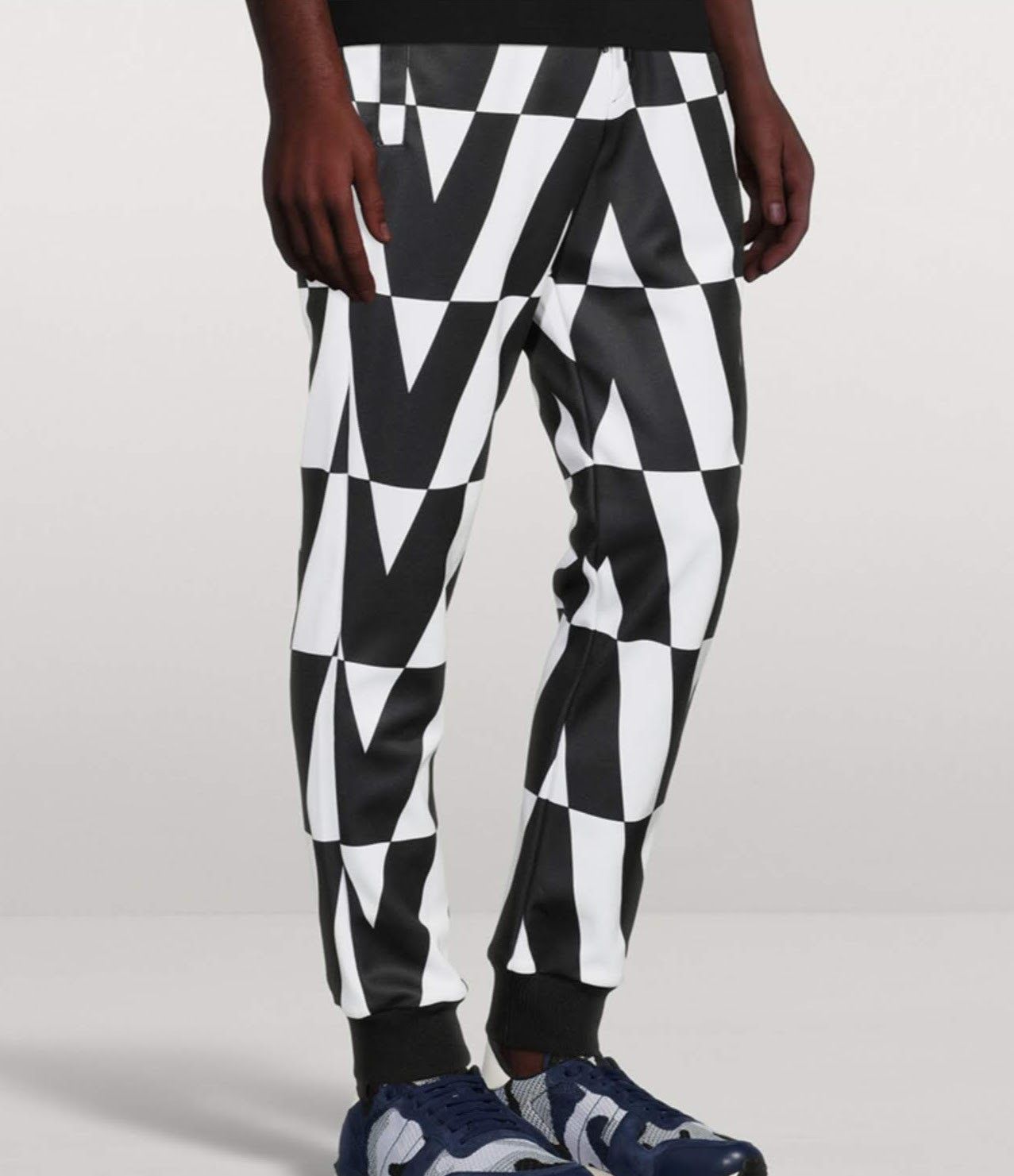Technical Cotton Pants with Macro Optical Print