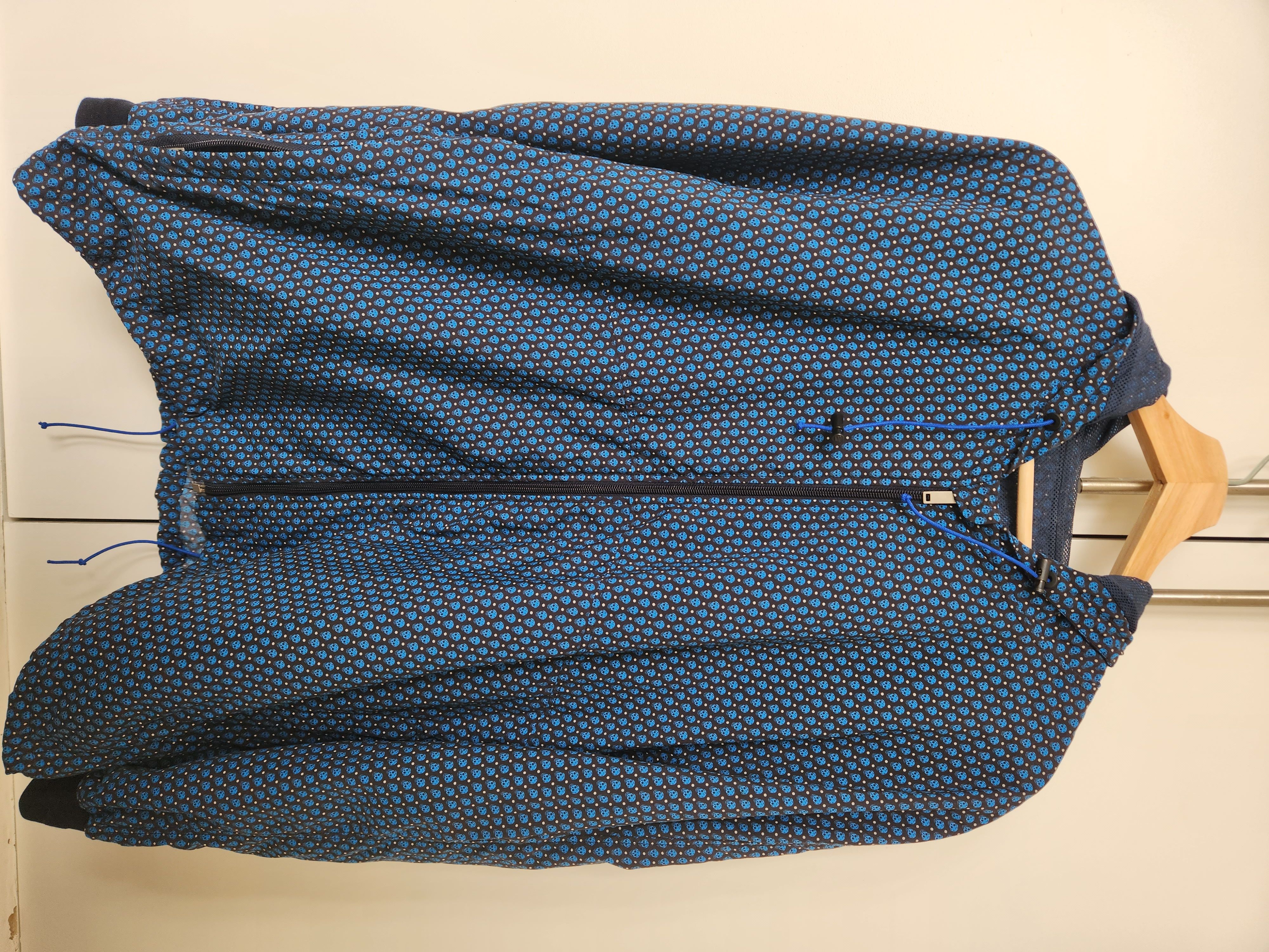 image of Alexander Mcqueen Mini Blue Skull Water Resistant Zip Hoodie in Black/Blue, Men's (Size Medium)