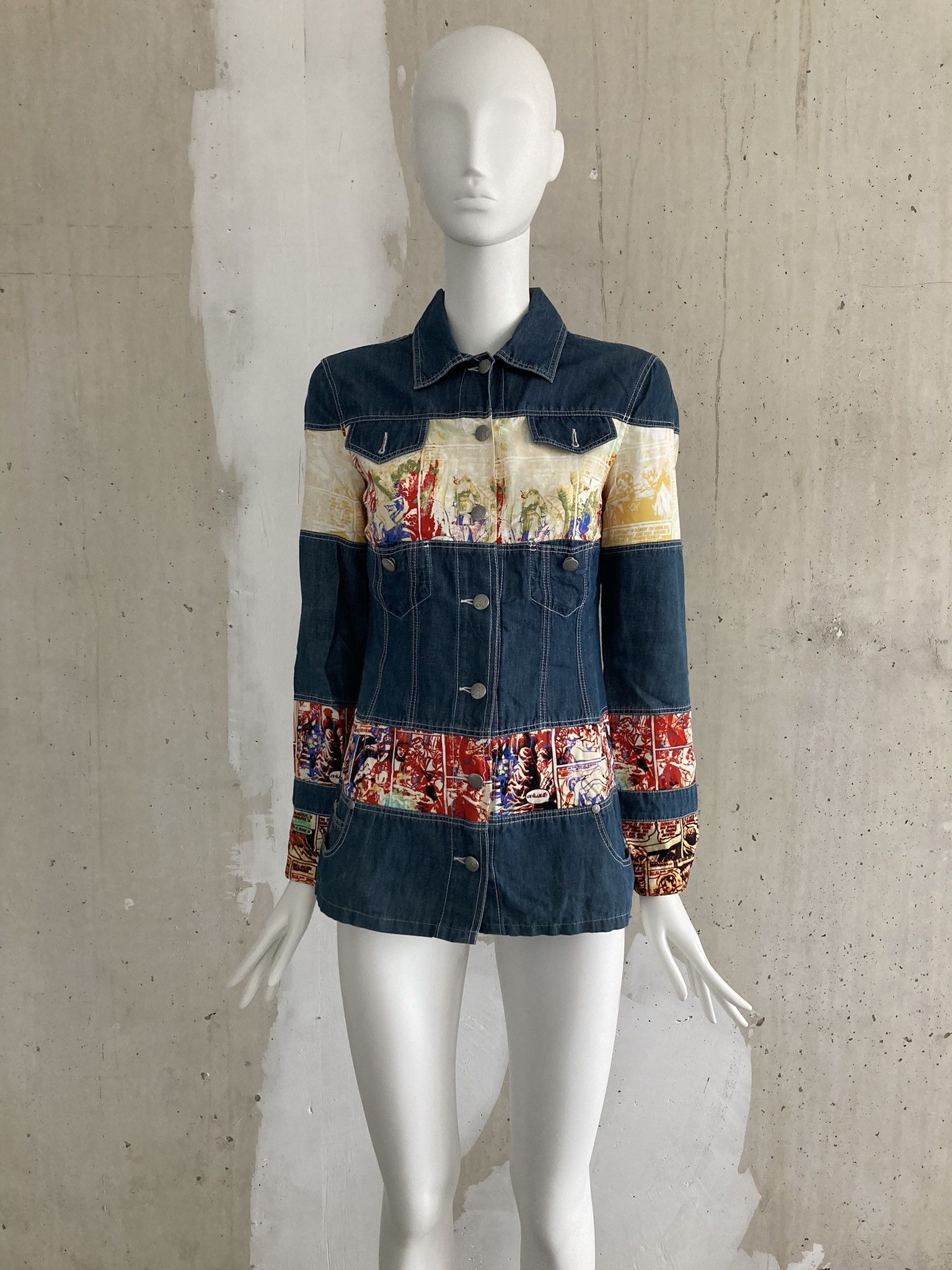 Jean Paul Gaultier FW1995 Comic Print Convertible Denim Jacket