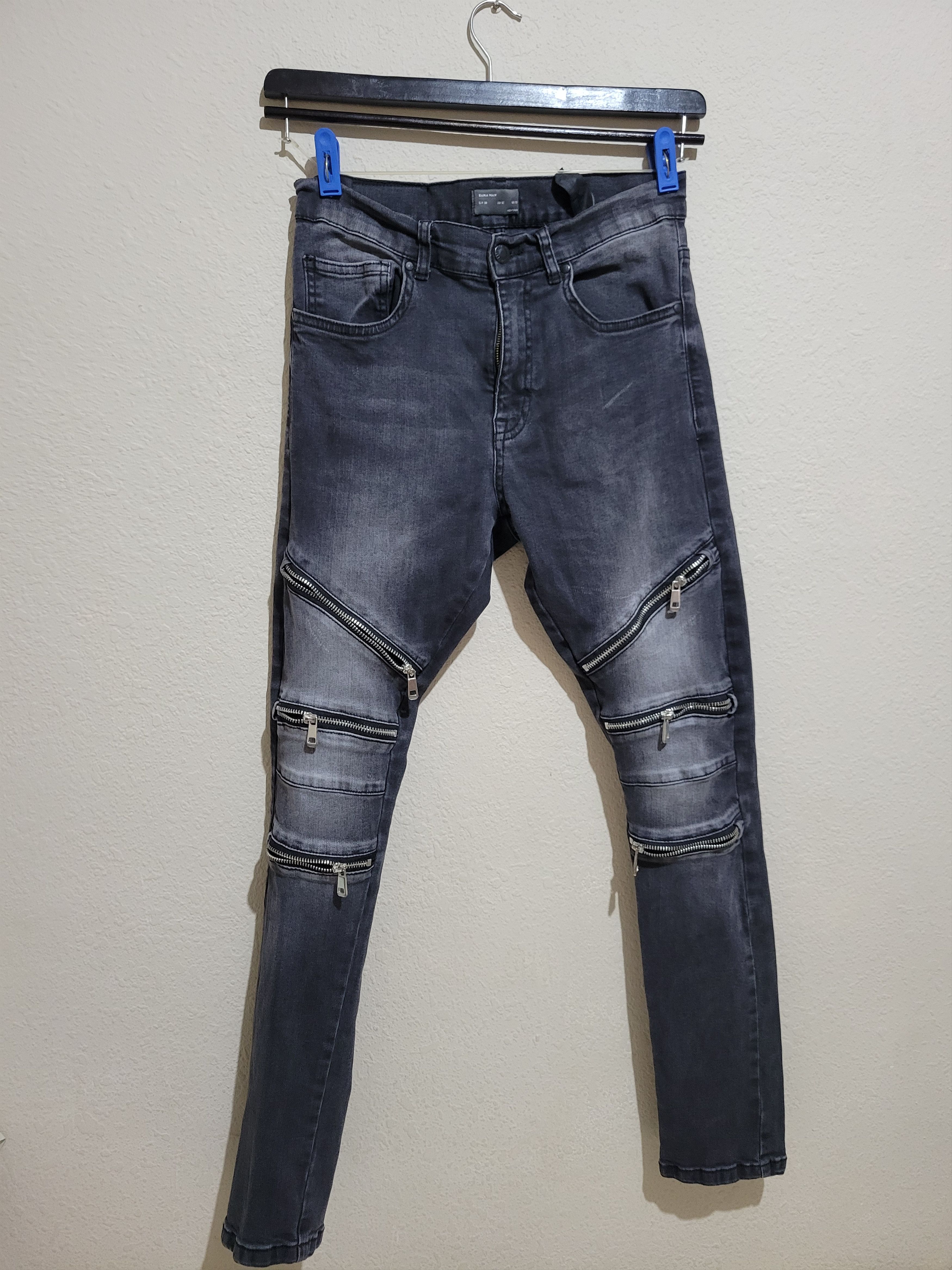 Zara 6 zipper Biker Denim Size US 30 / EU 46 - 2 Thumbnail